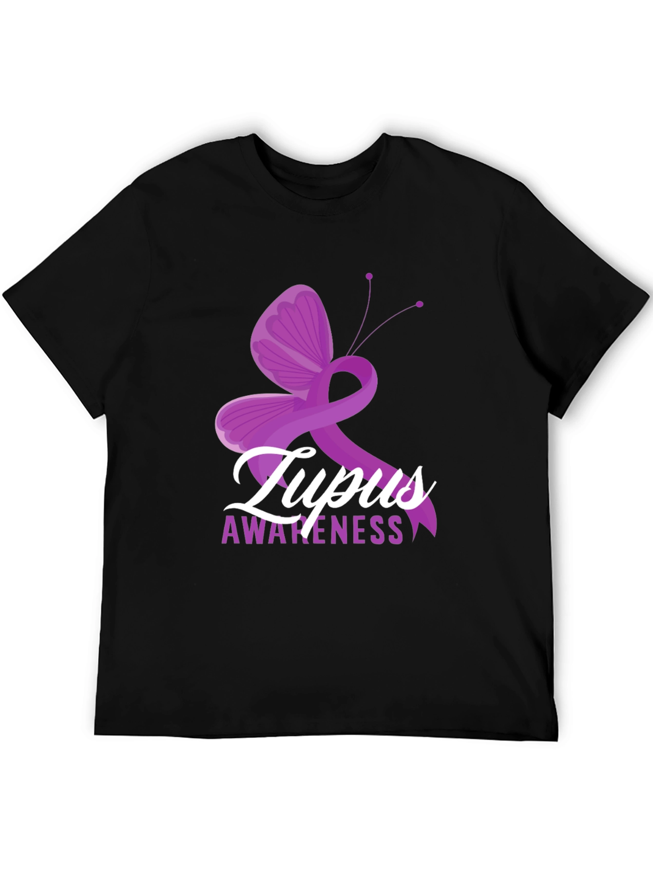 Lupus Awareness Ribbon Butterfly Graphic T-Shirt