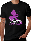 Lupus Awareness Ribbon Butterfly Graphic T-Shirt