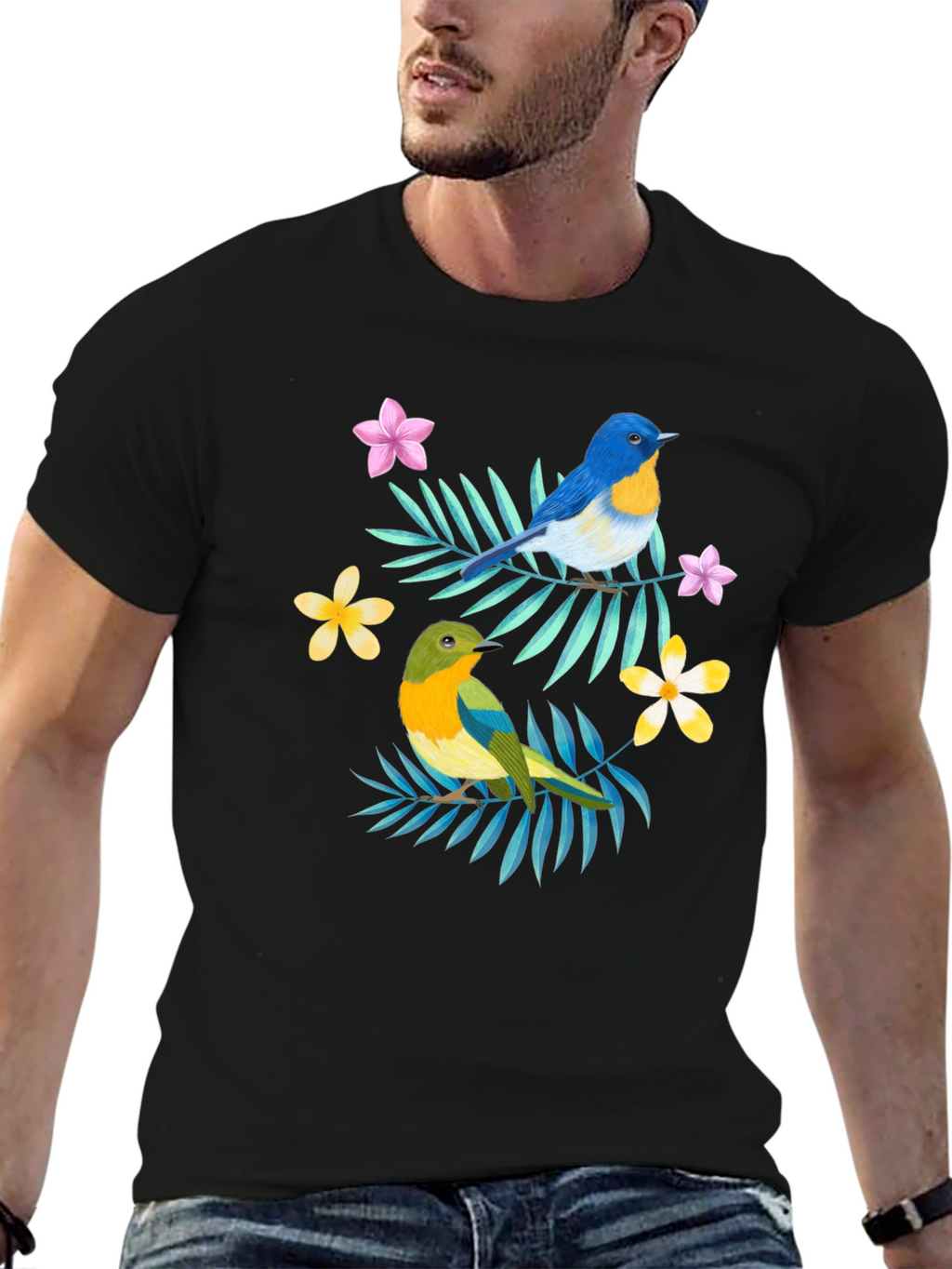 Tropical Bird Graphic Print Tee