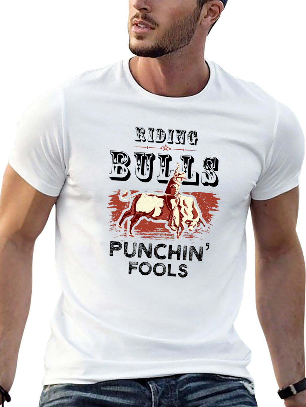 Riding Bulls T-Shirt - Punchin Fools Graphic Tee