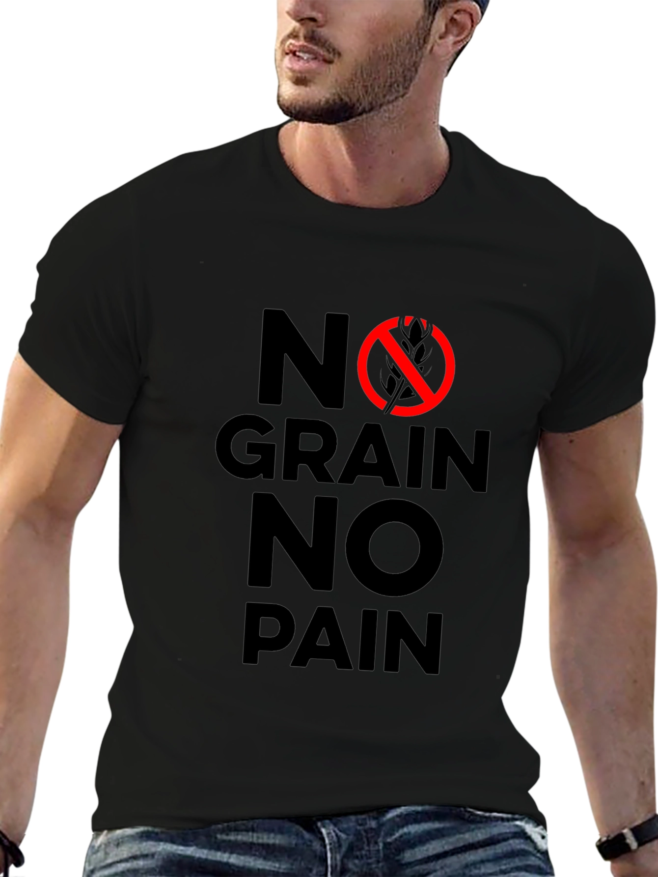 No Grain No Pain Graphic Tee - Black