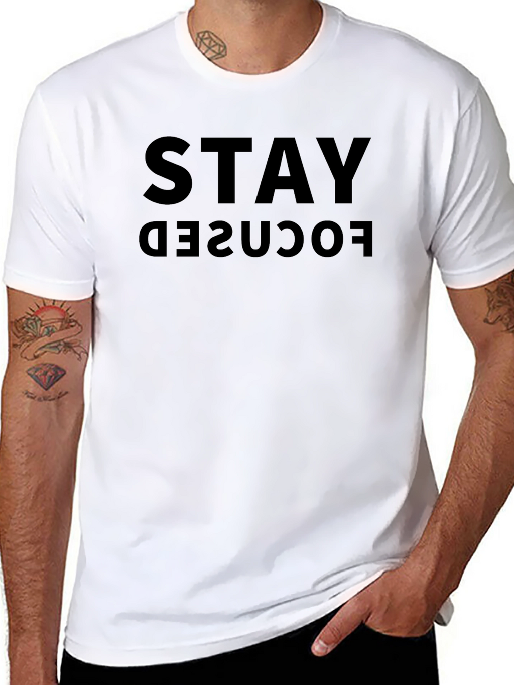 Stay Focused Black T-Shirt - Motivational Tee