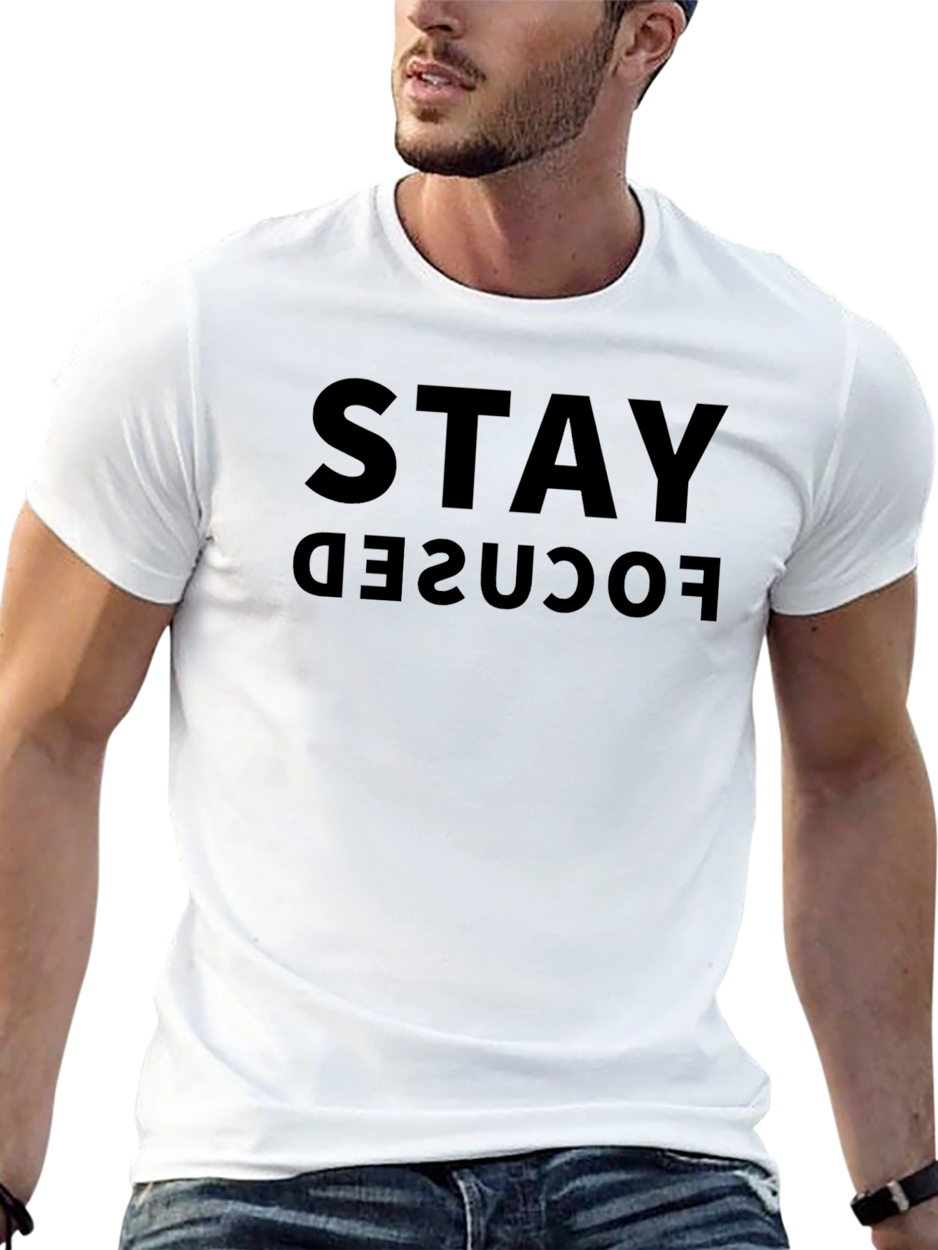 Stay Focused Black T-Shirt - Motivational Tee