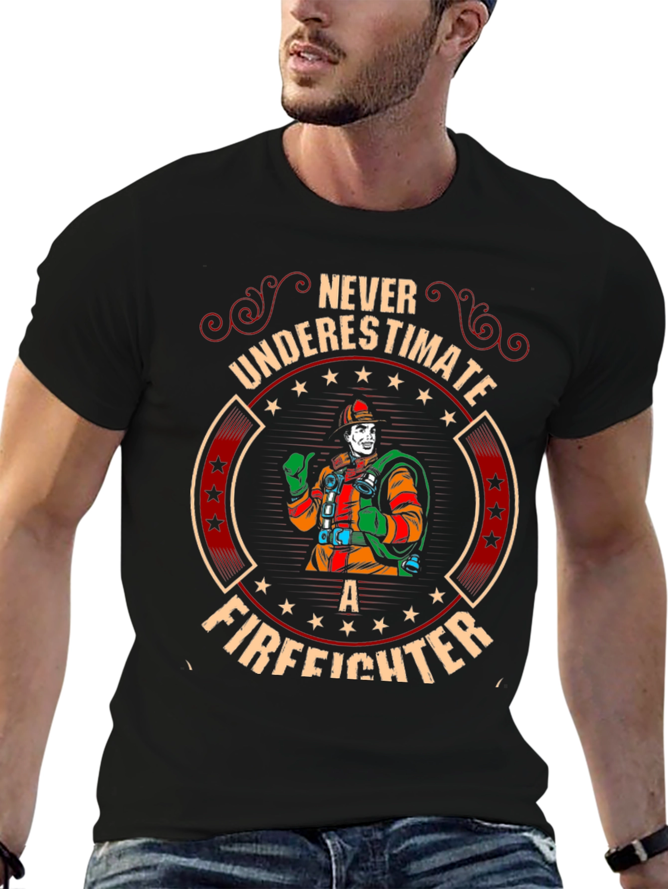Never Underestimate a Firefighter Graphic Tee