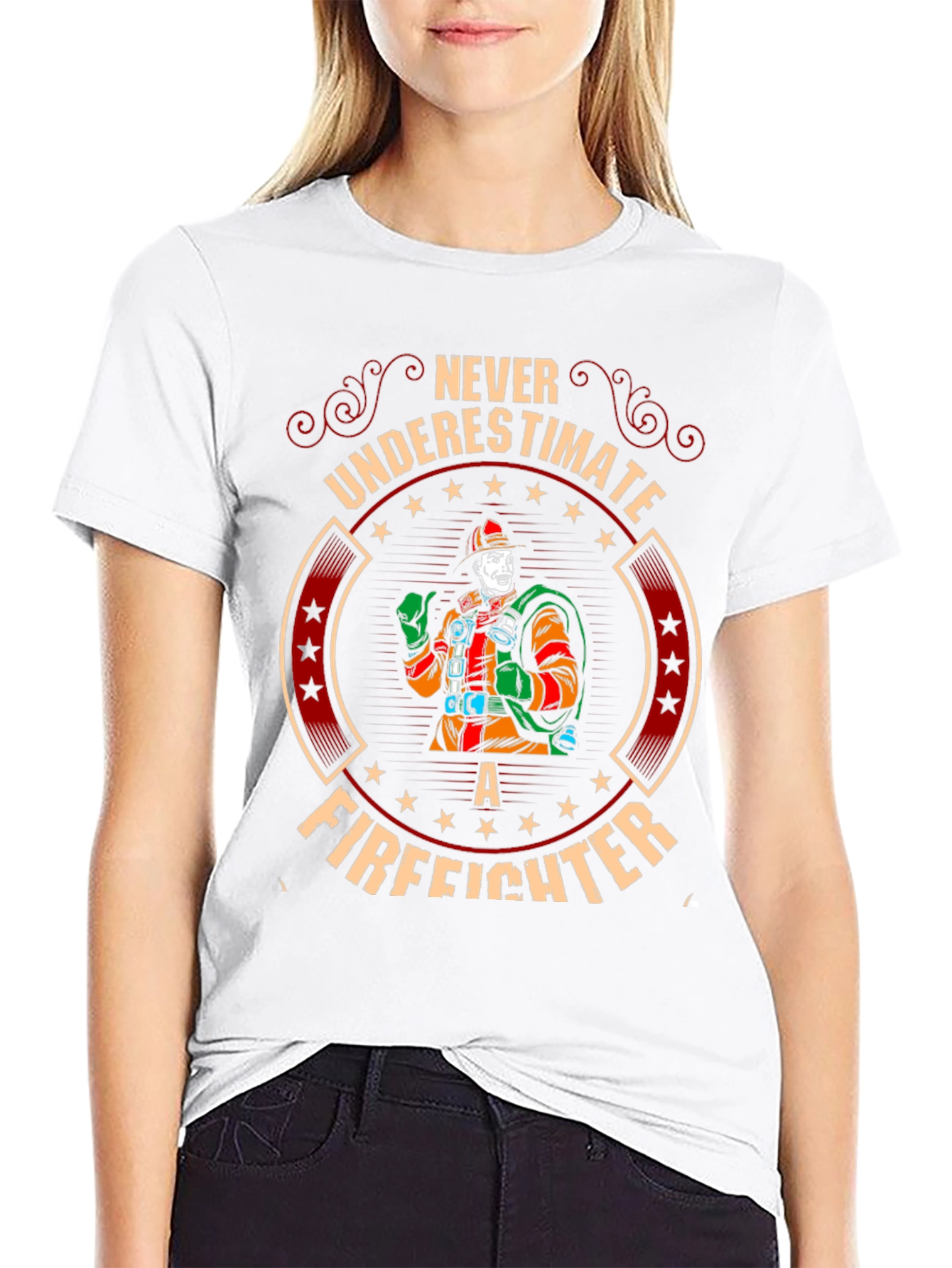 Never Underestimate a Firefighter Graphic Tee