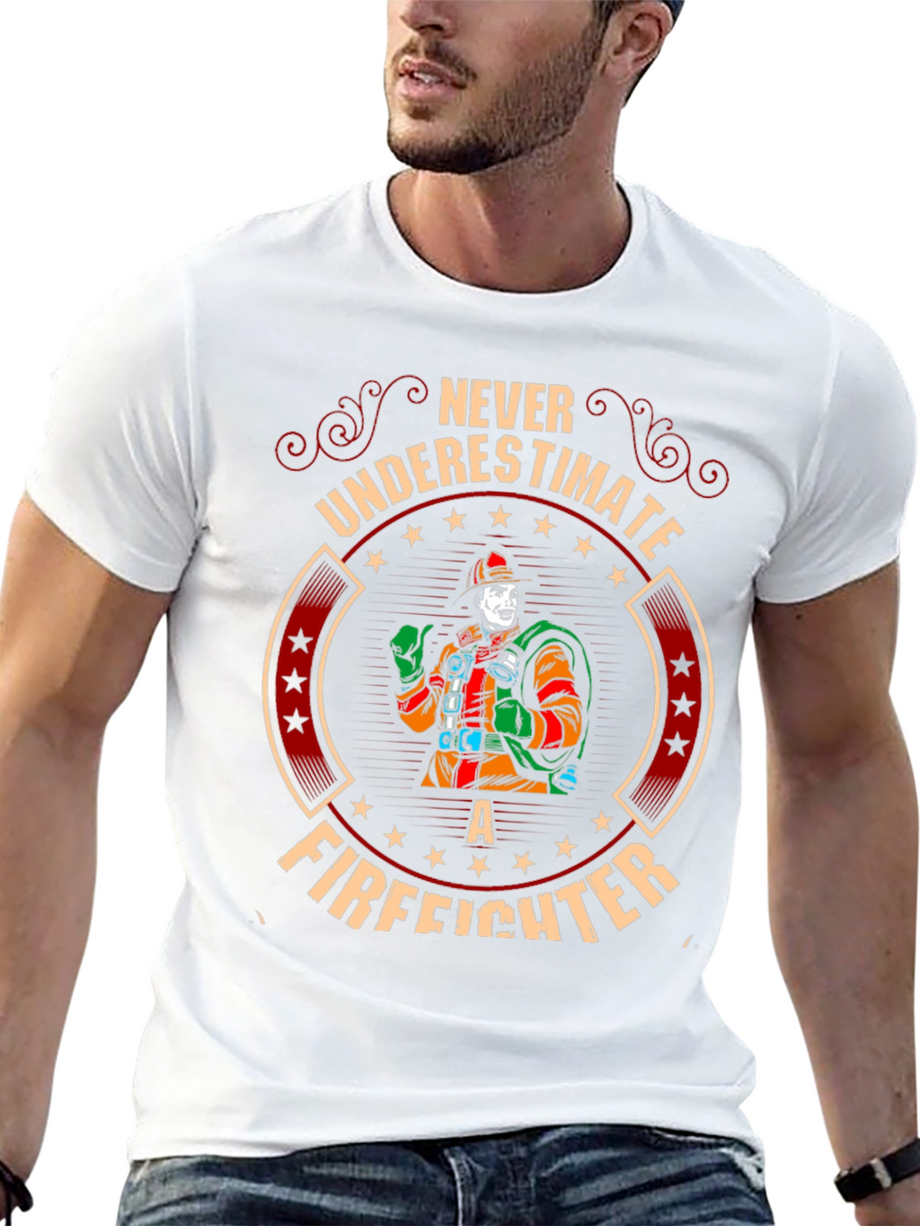 Never Underestimate a Firefighter Graphic Tee
