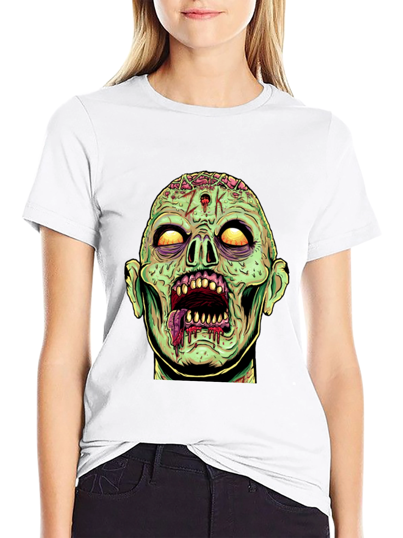 Zombie Head Graphic Print T-Shirt