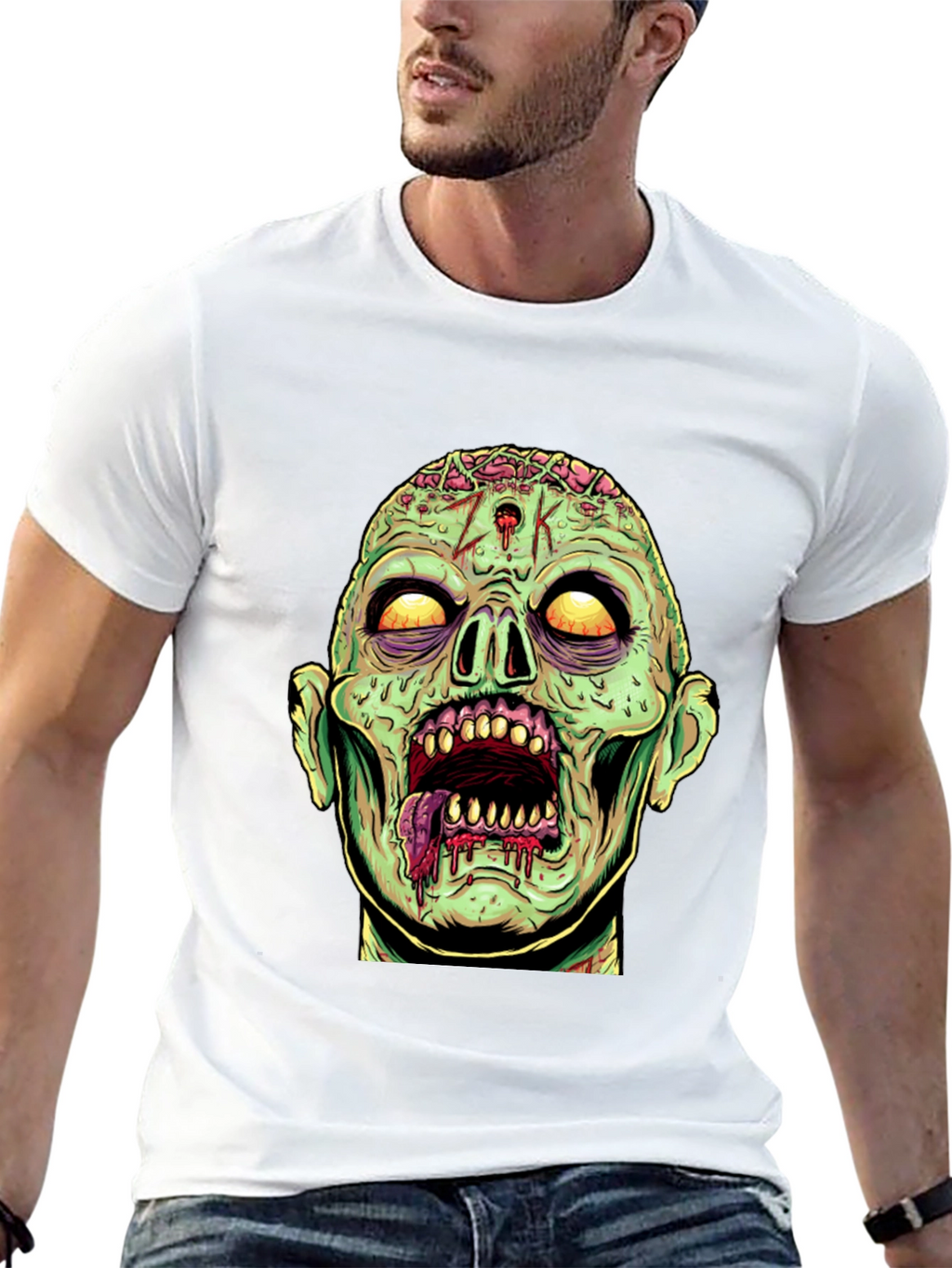 Zombie Head Graphic Print T-Shirt
