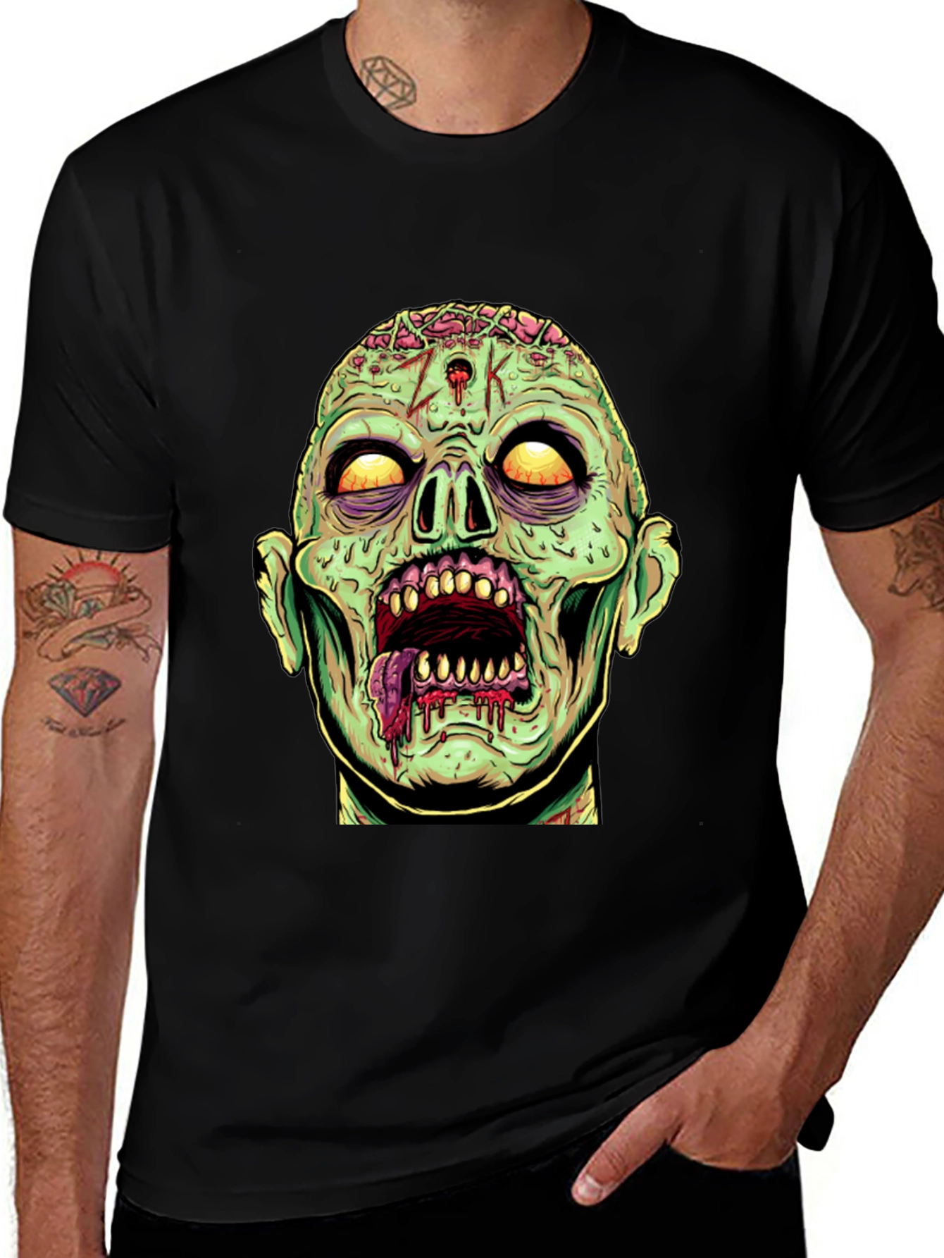 Zombie Head Graphic Print T-Shirt