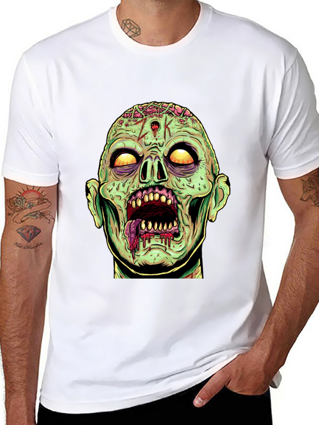 Zombie Head Graphic Print T-Shirt