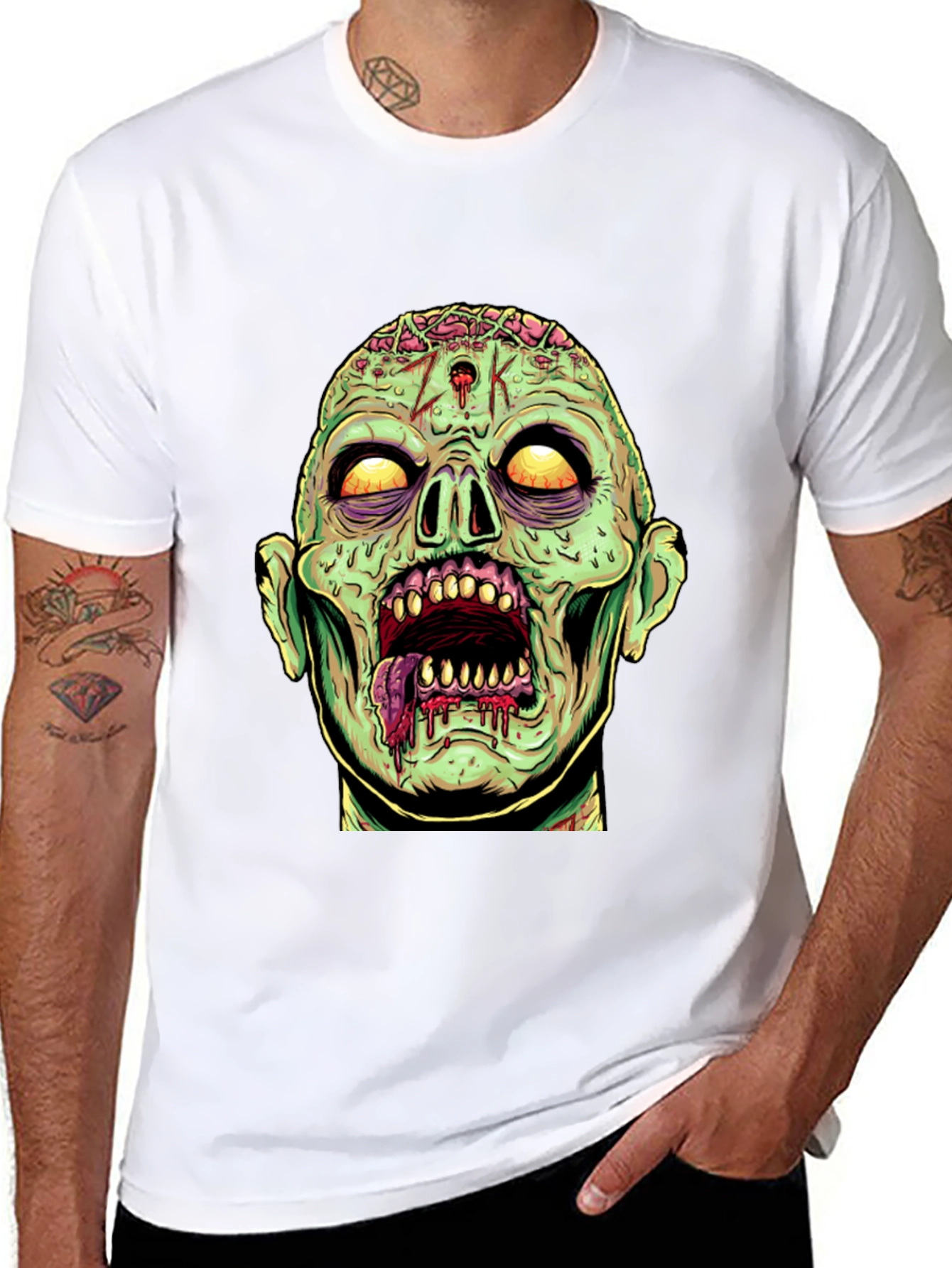 Zombie Head Graphic Print T-Shirt