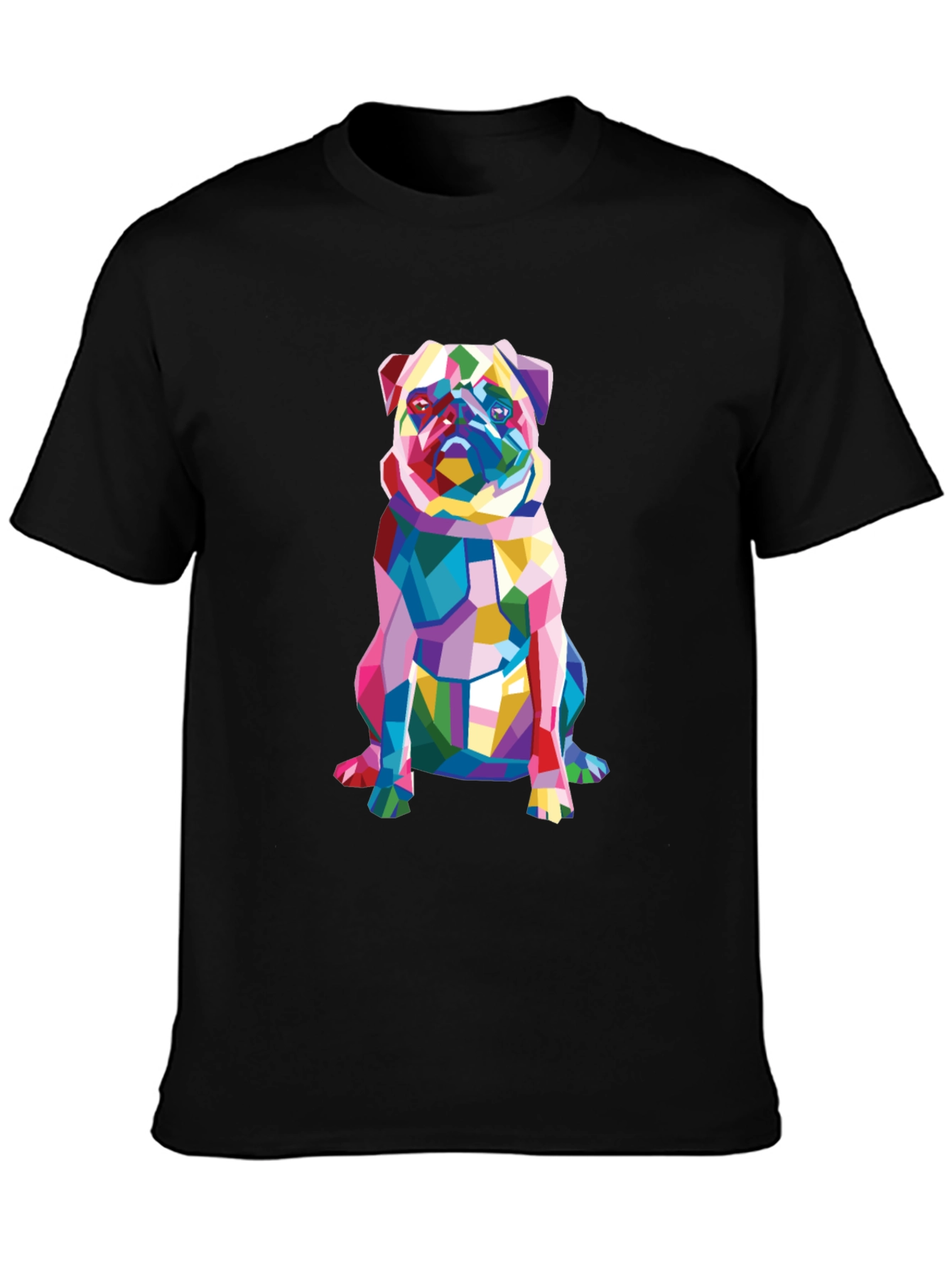 Geometric Pug Graphic Tee - Modern Dog Lovers T-Shirt