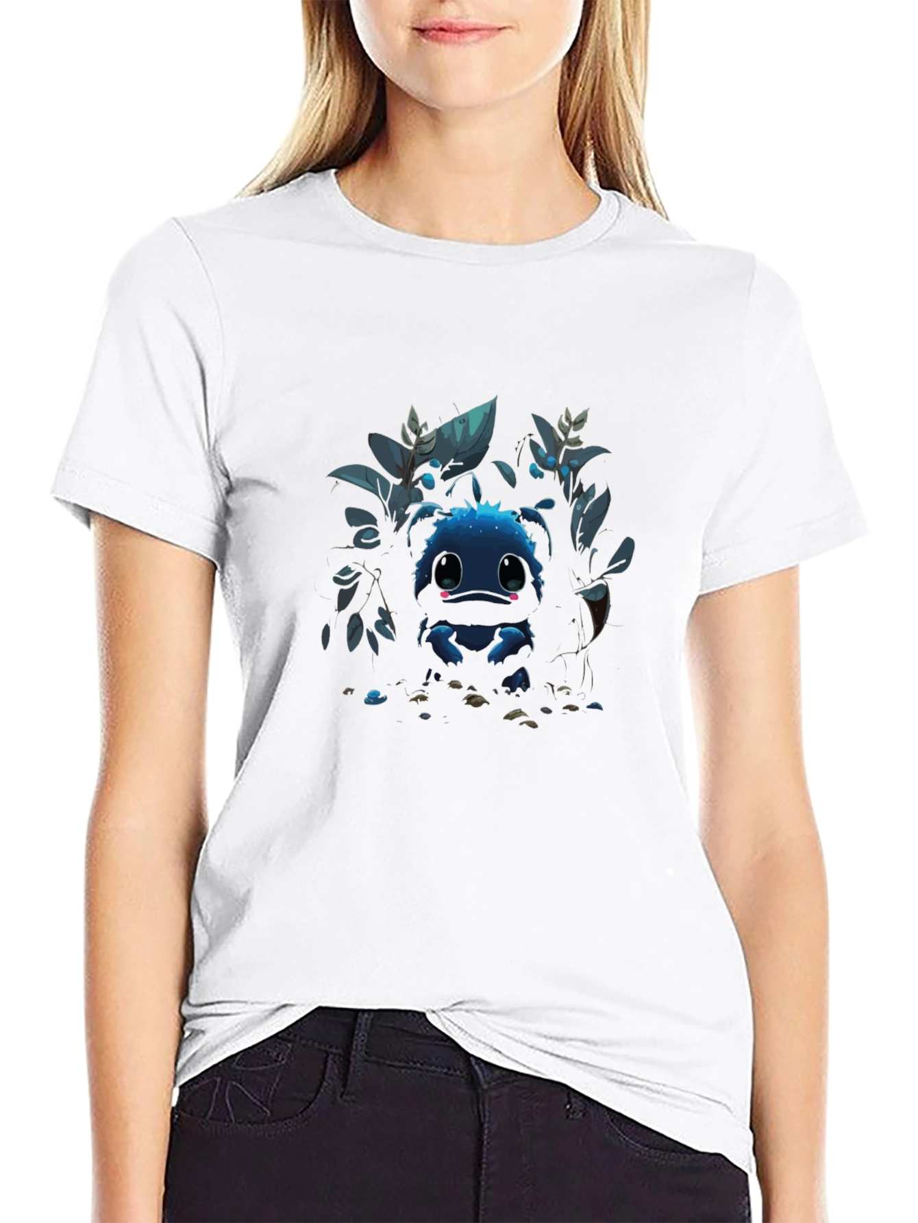 Cute Blue Monster Graphic Tee - Stylish Comfort