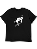Abstract Cat Graphic Tee - Black Cotton T-Shirt