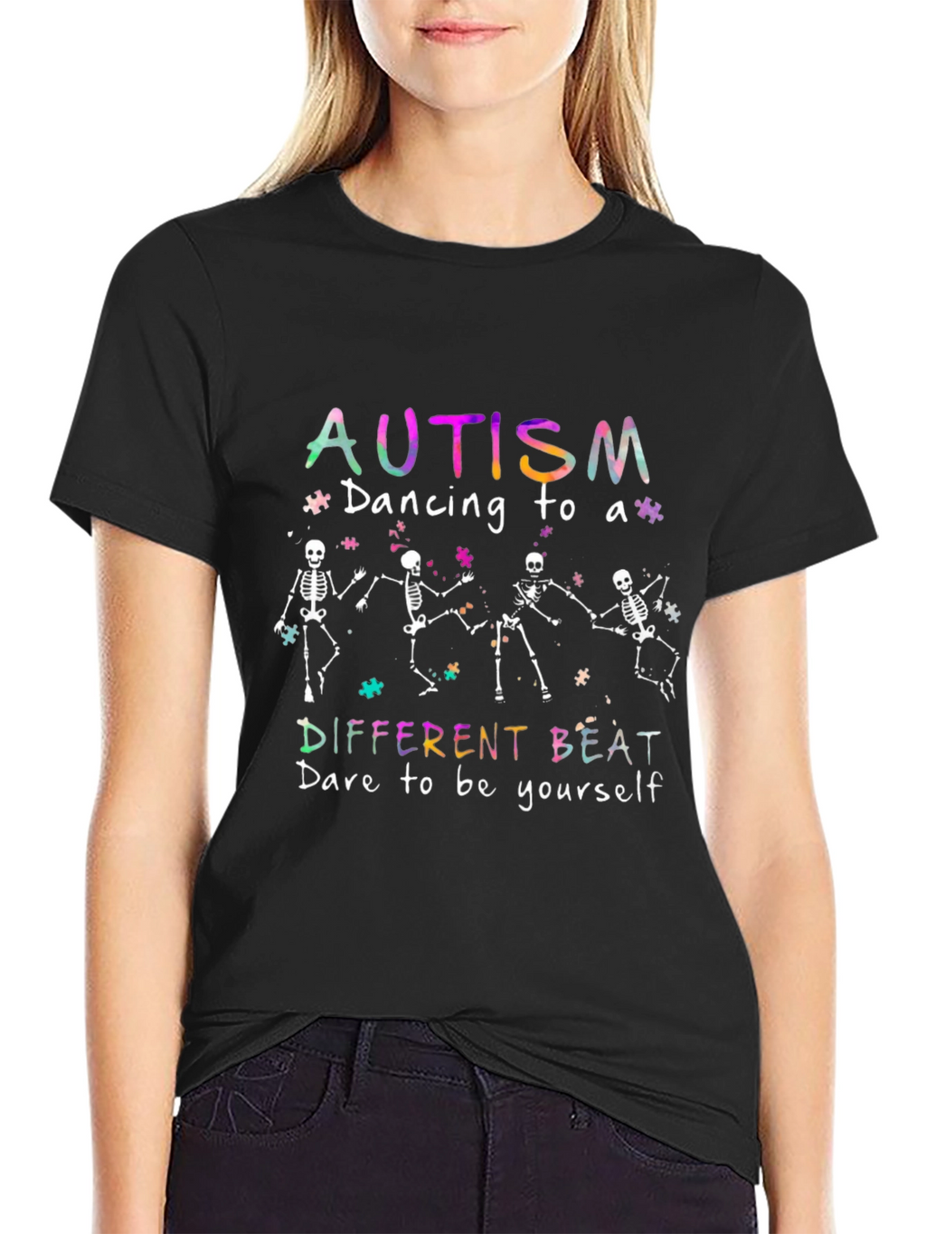 Autism Awareness Skeleton Dancing T-Shirt