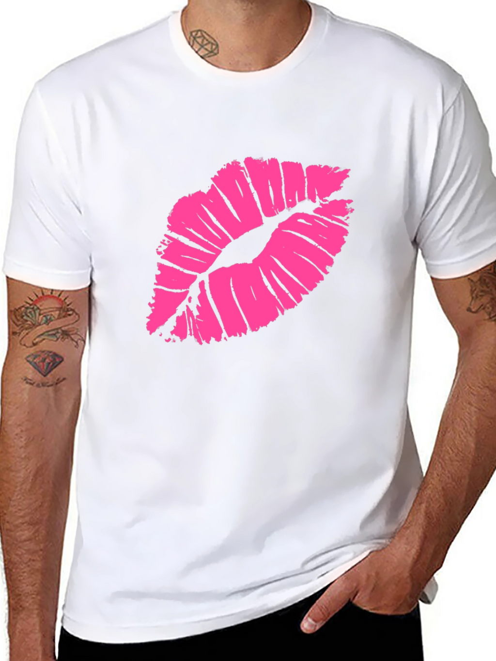 Kiss Lips Graphic T-Shirt - Stylish Black Tee