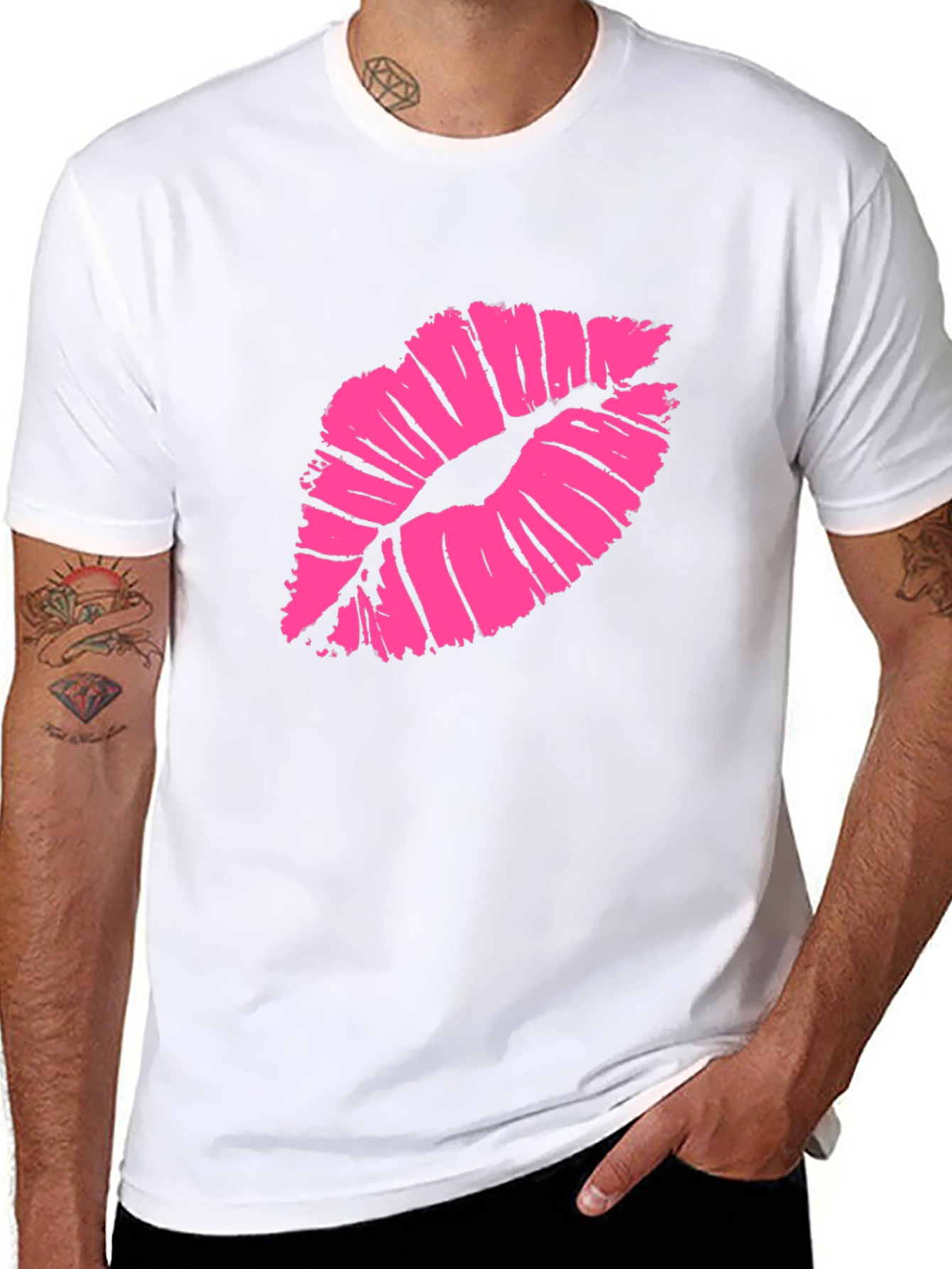 Kiss Lips Graphic T-Shirt - Stylish Black Tee