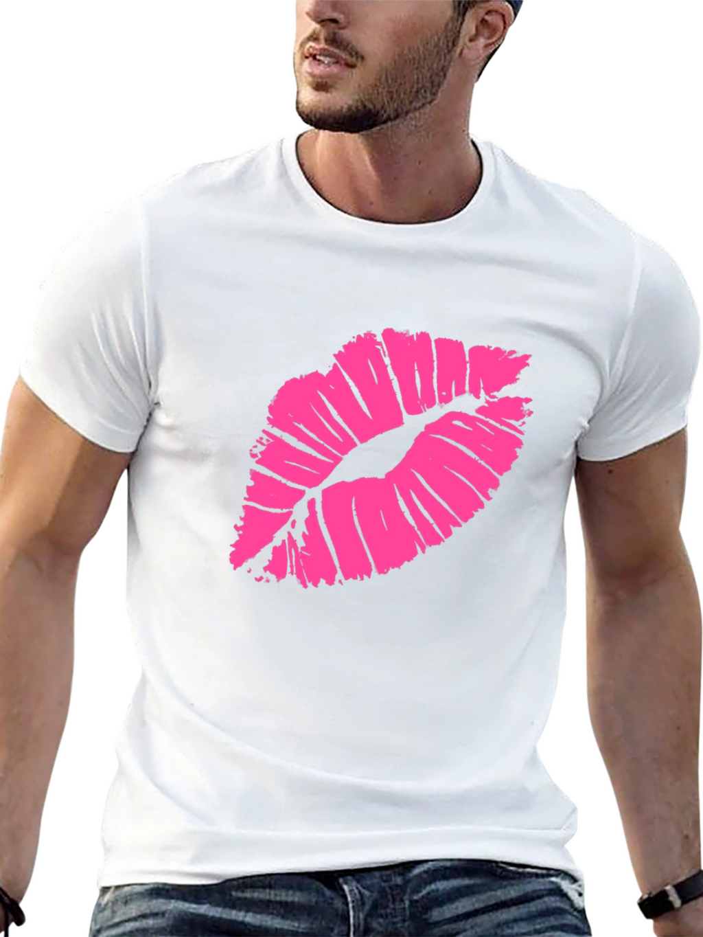Kiss Lips Graphic T-Shirt - Stylish Black Tee