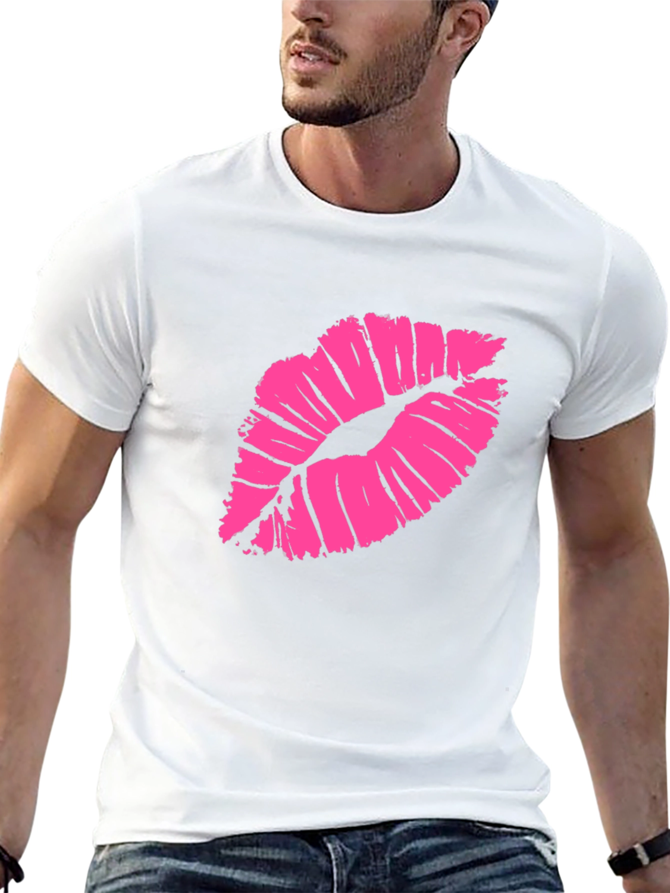 Kiss Lips Graphic T-Shirt - Stylish Black Tee