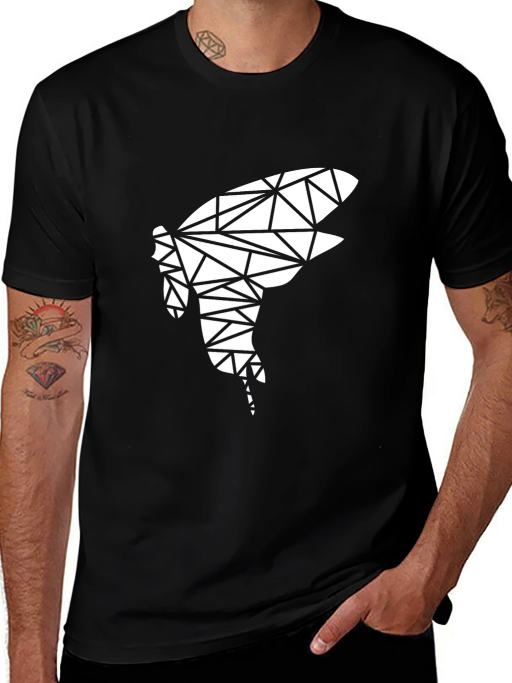 Geometric Shark Tee - Modern Black T-Shirt