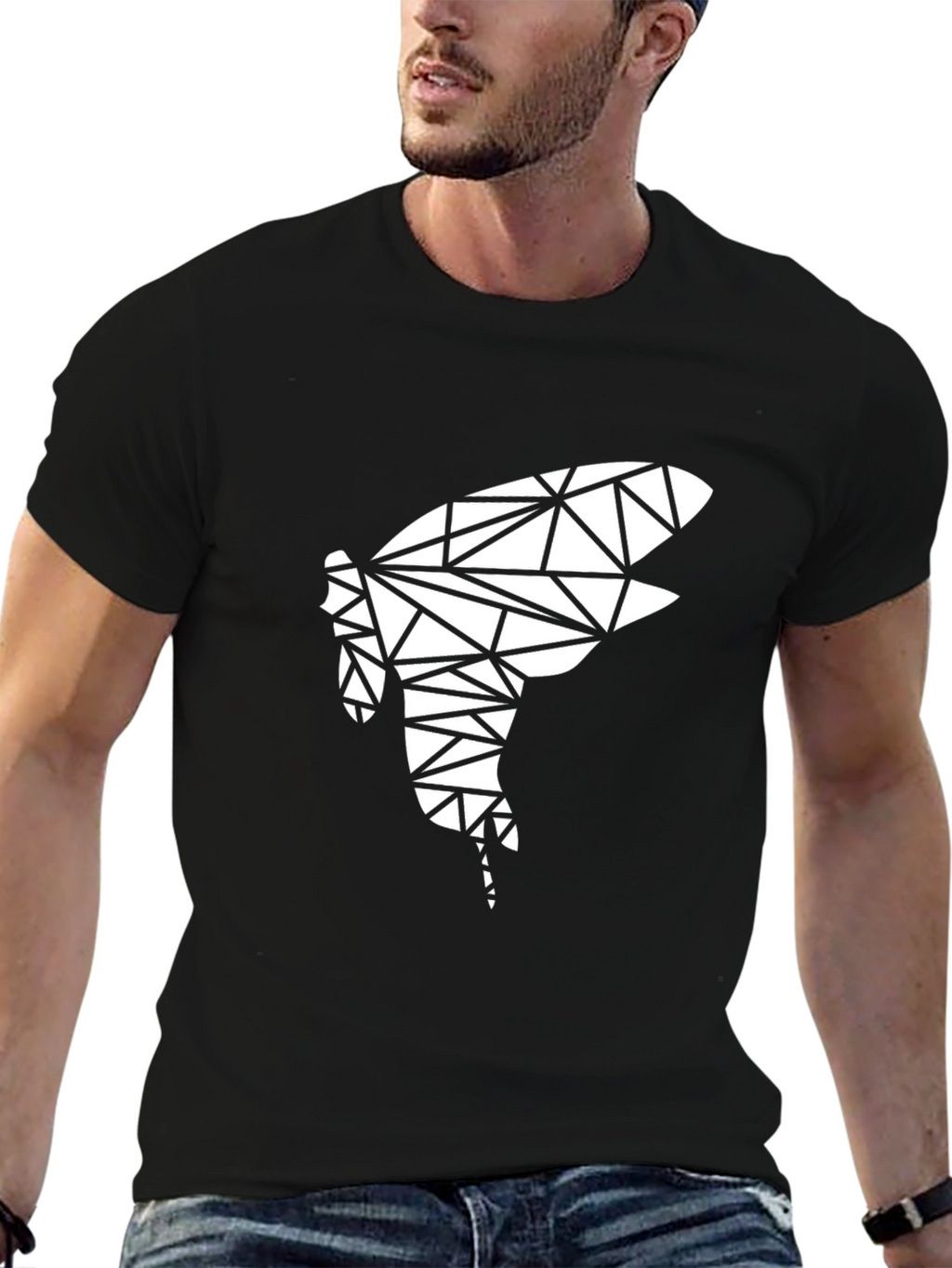 Geometric Shark Tee - Modern Black T-Shirt