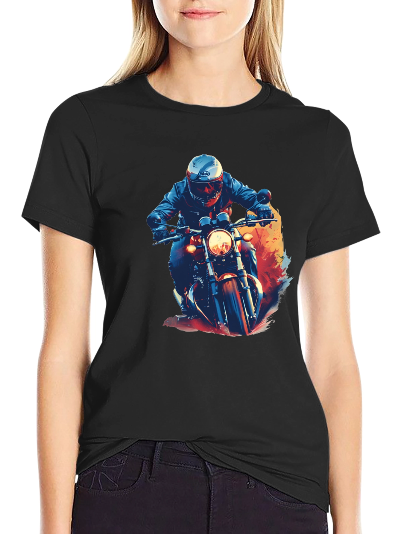 Motorcycle Rider Graphic Black T-Shirt
