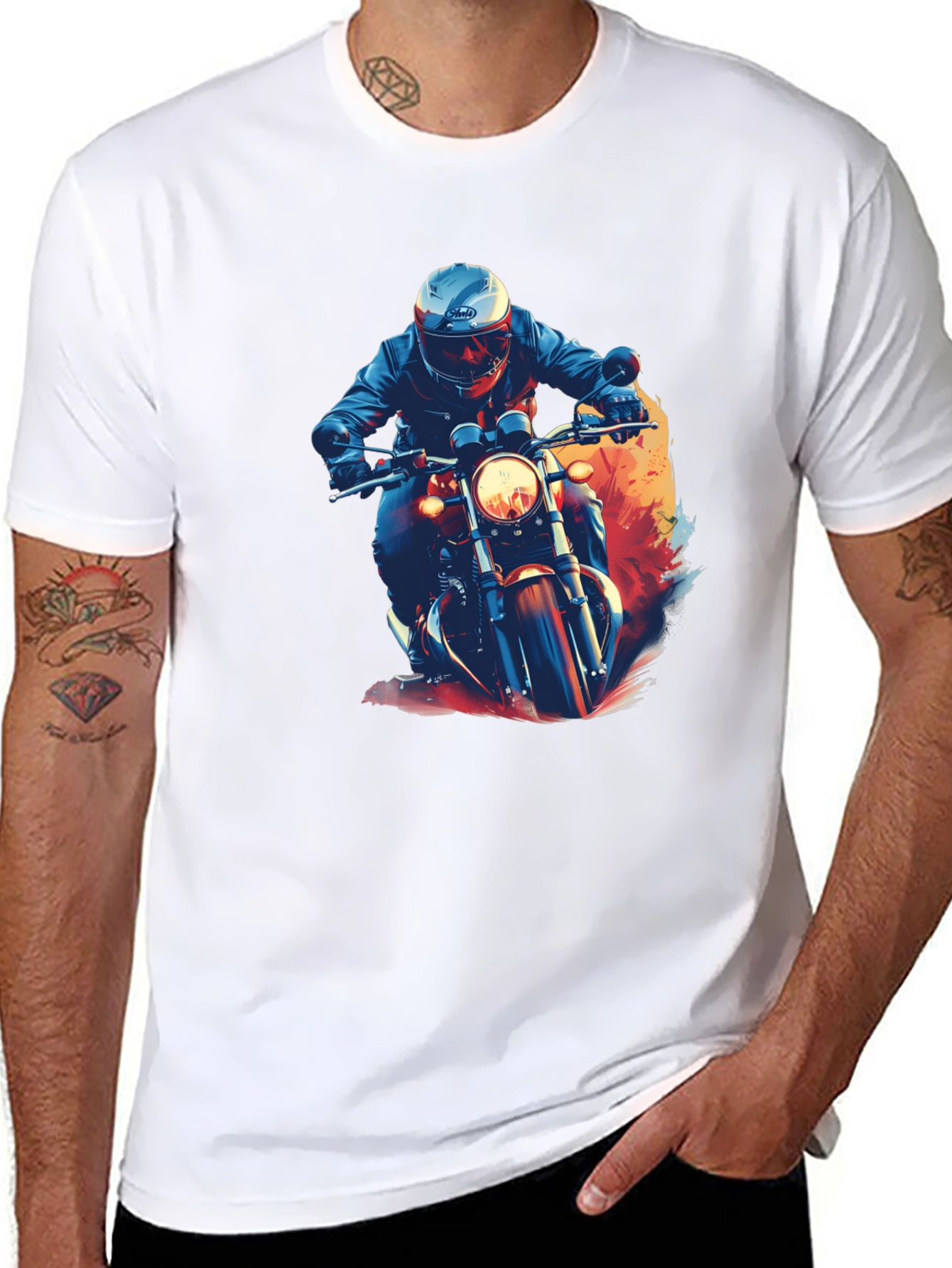 Motorcycle Rider Graphic Black T-Shirt