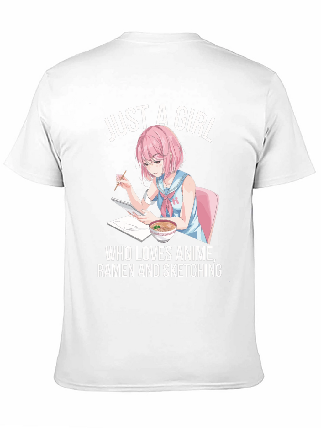 Anime Ramen Sketching Girl Graphic T-Shirt