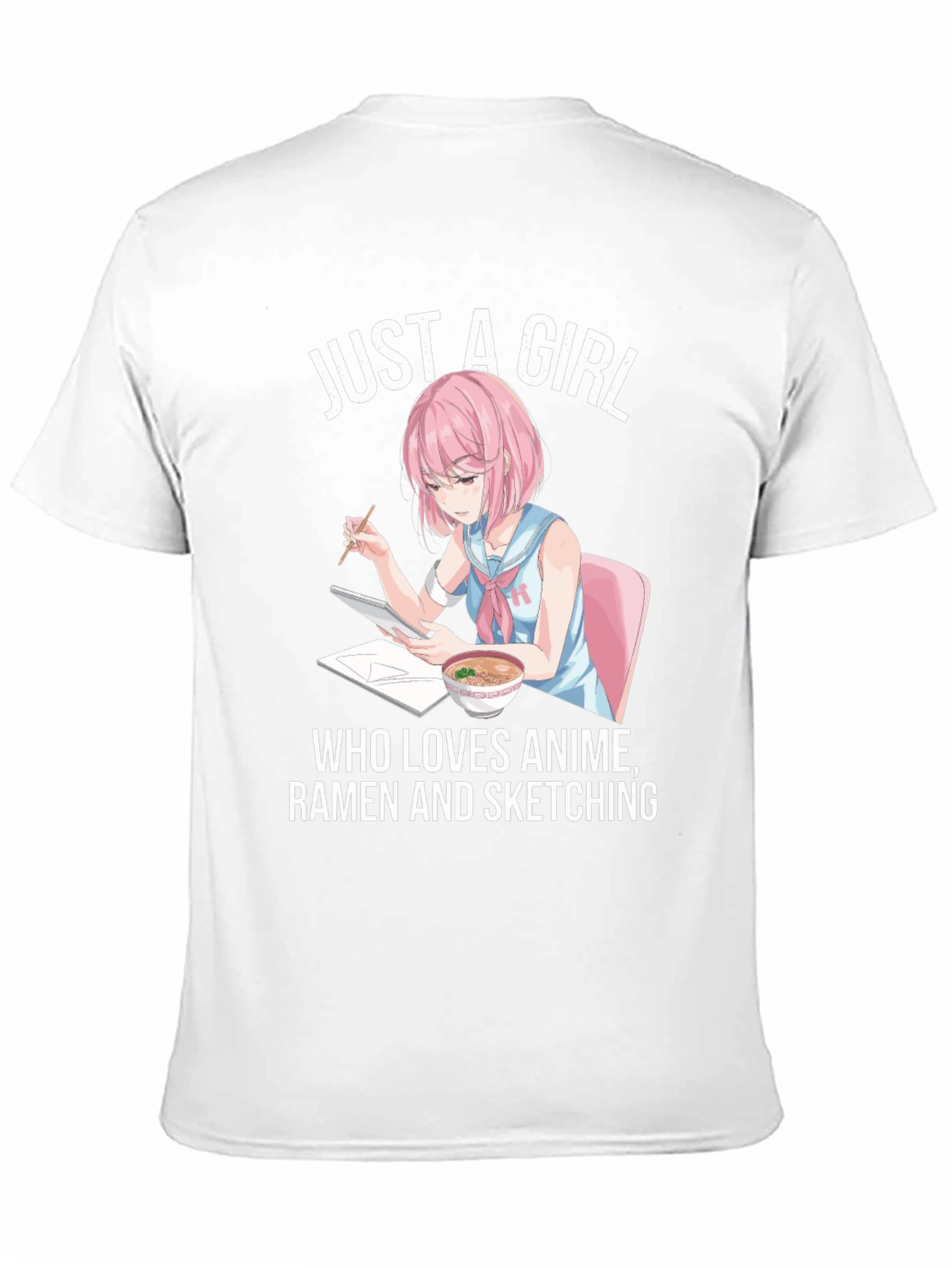 Anime Ramen Sketching Girl Graphic T-Shirt