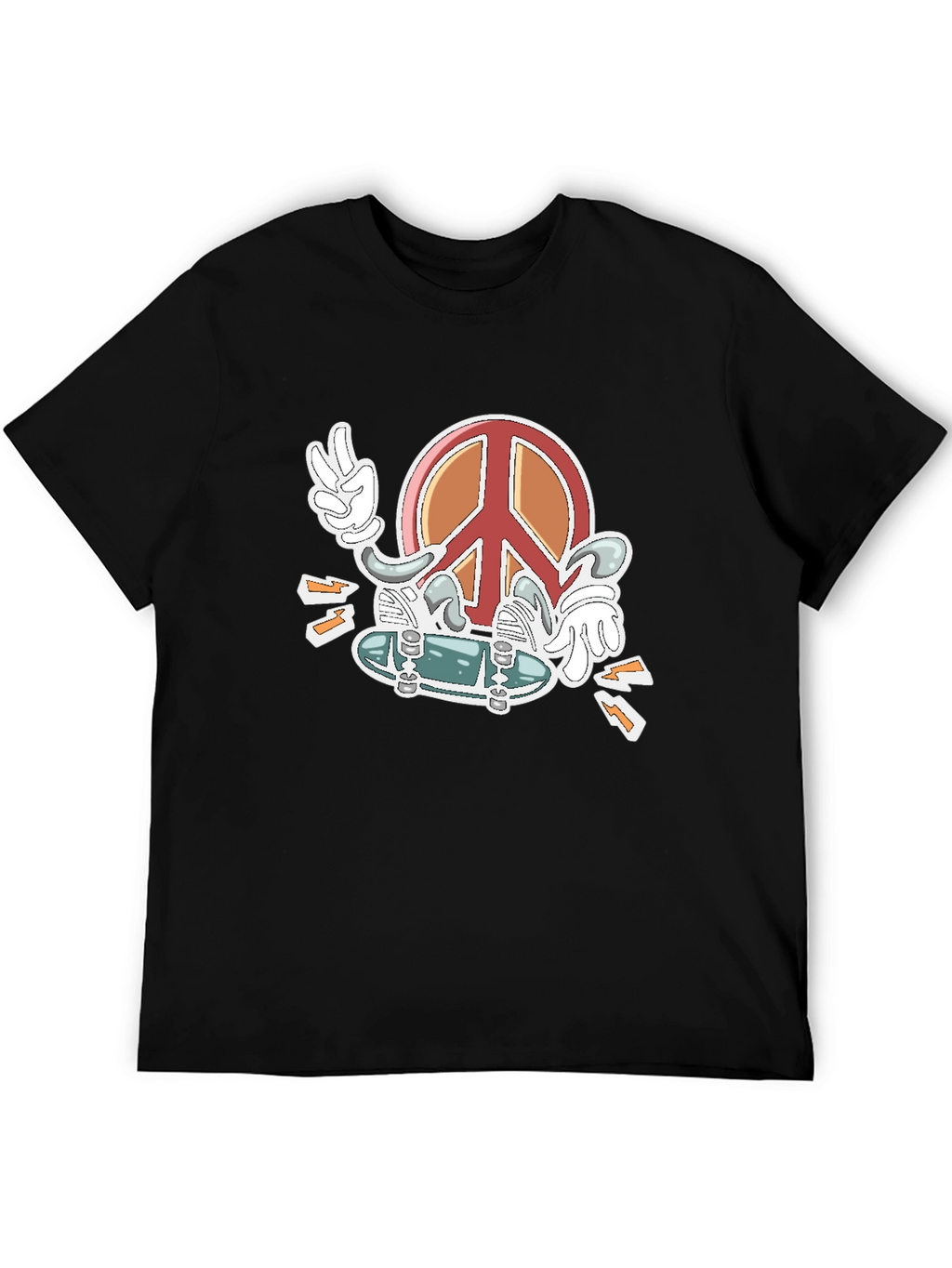 Peace Sign Skateboard Graphic T-Shirt