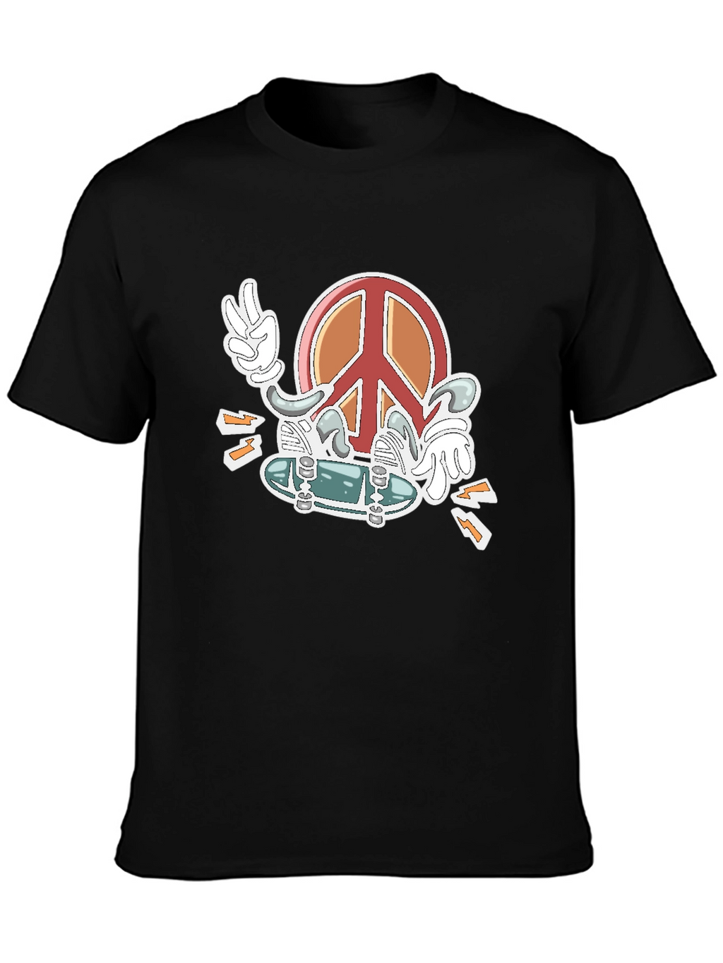 Peace Sign Skateboard Graphic T-Shirt