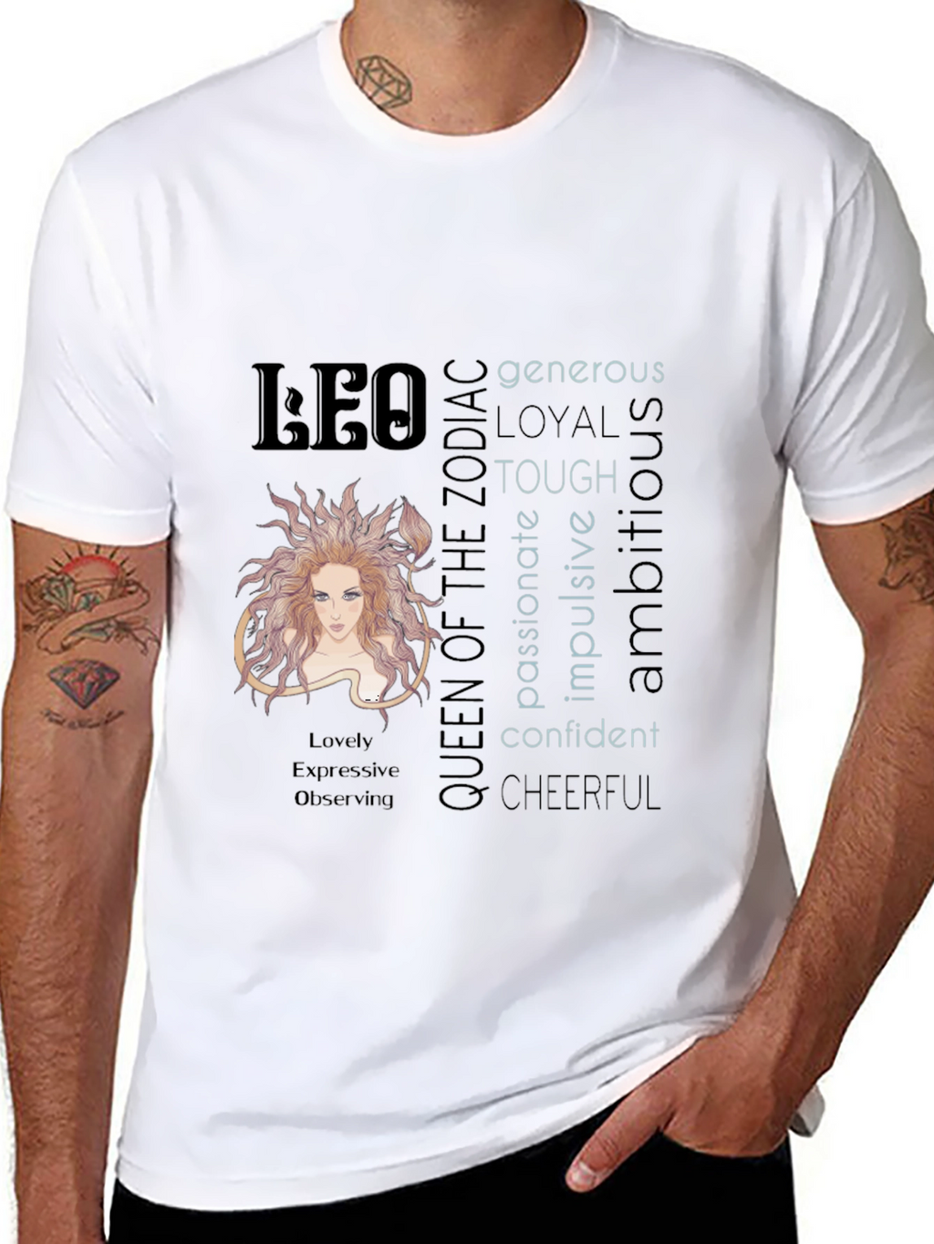 Leo Zodiac Queen T-Shirt - Generous Loyal & Tough