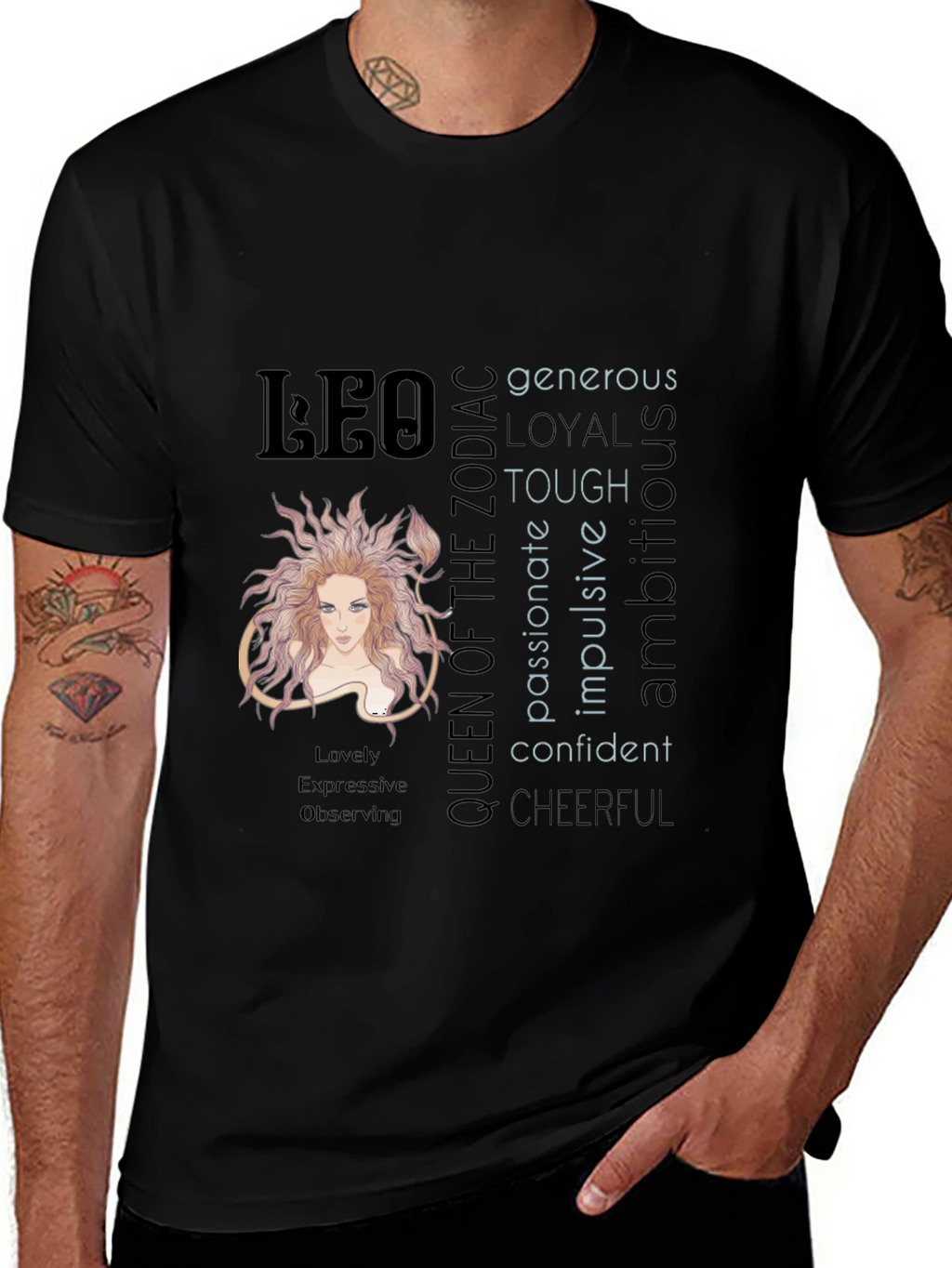 Leo Zodiac Queen T-Shirt - Generous Loyal & Tough