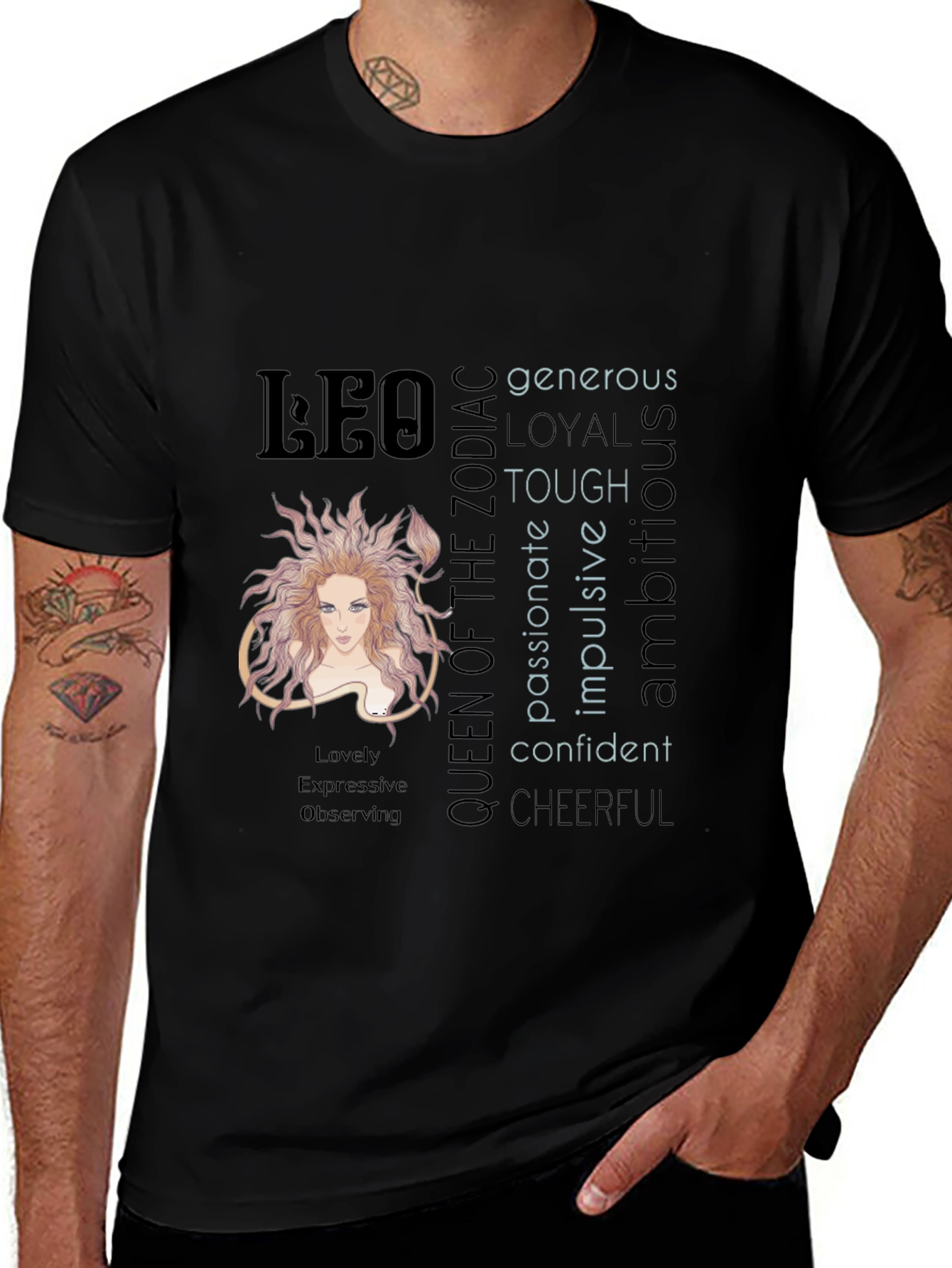 Leo Zodiac Queen T-Shirt - Generous Loyal & Tough