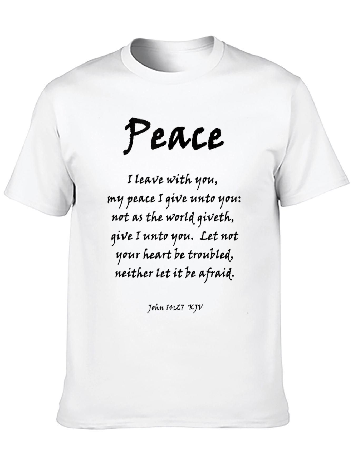 Peace Bible Verse Black T-Shirt - John 14:27