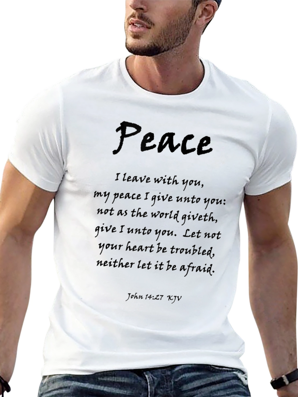 Peace Bible Verse Black T-Shirt - John 14:27