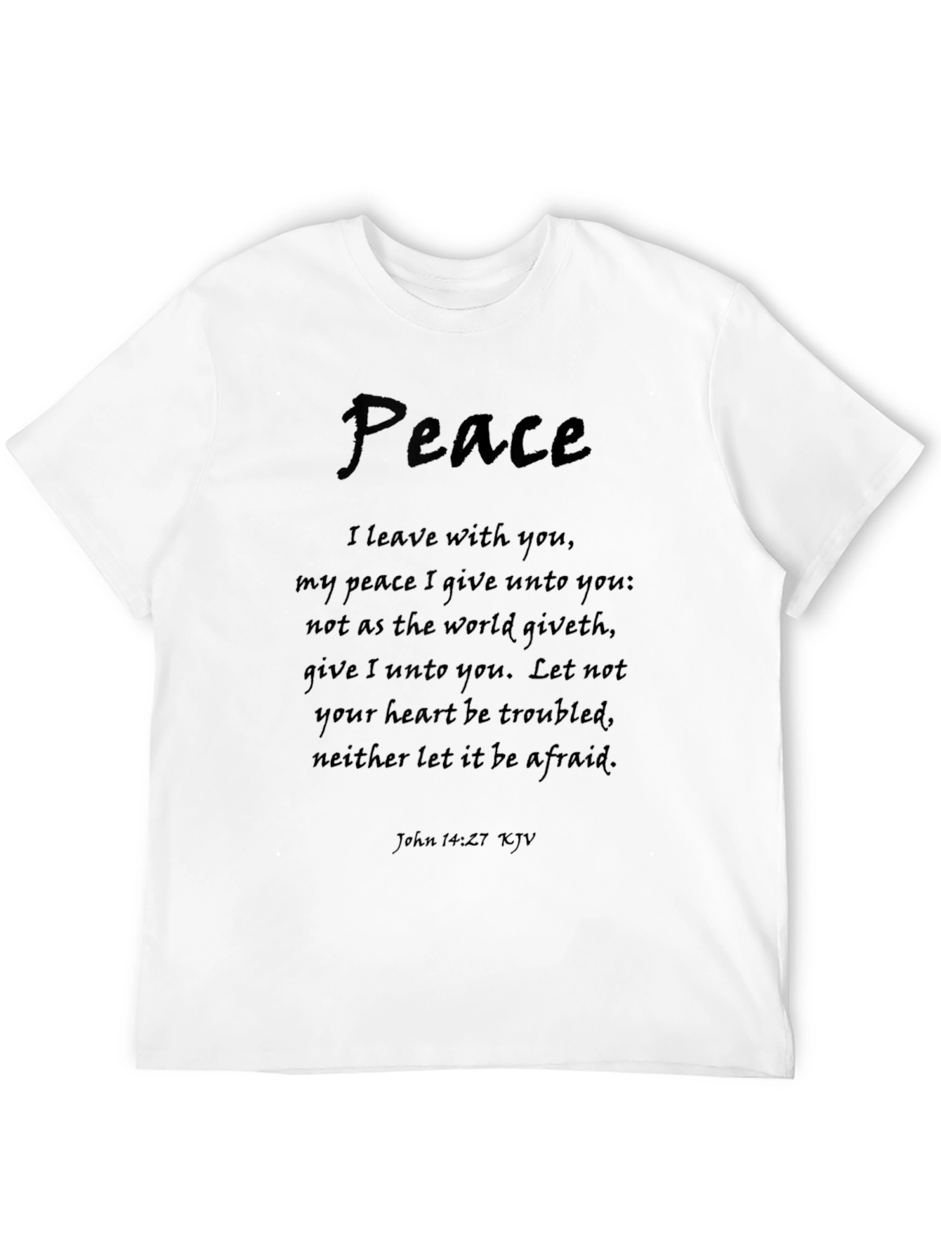 Peace Bible Verse Black T-Shirt - John 14:27