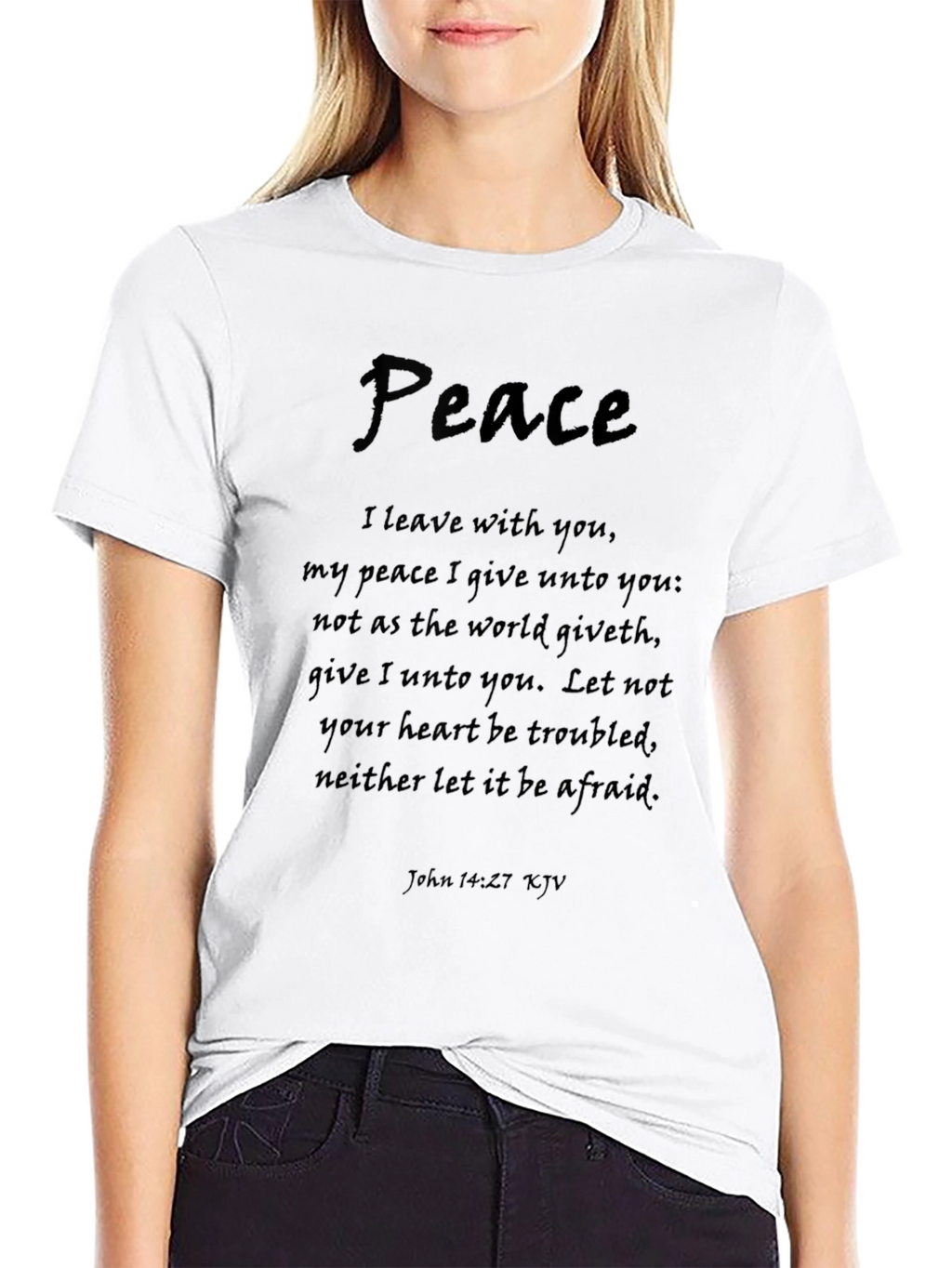 Peace Bible Verse Black T-Shirt - John 14:27