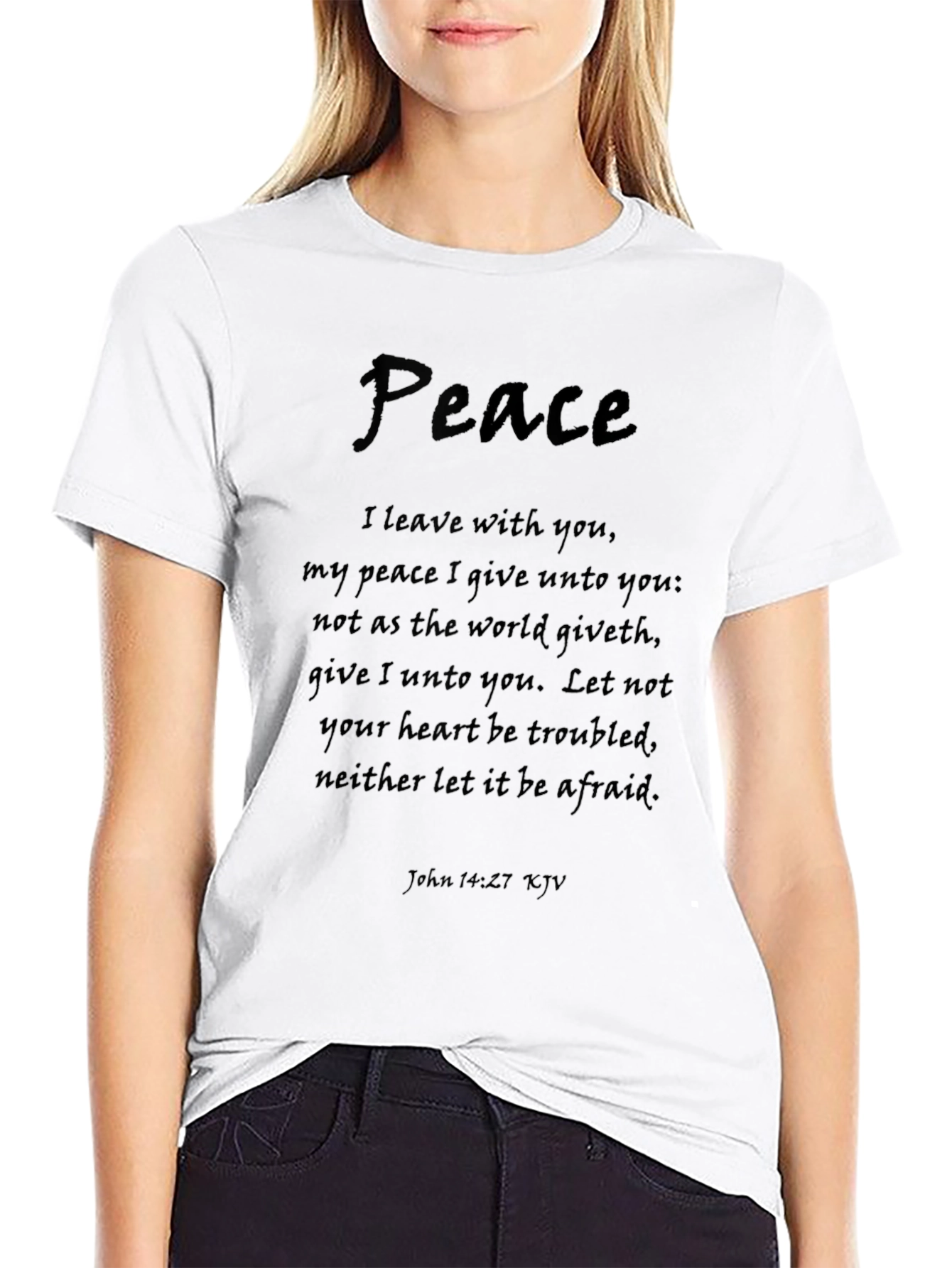 Peace Bible Verse Black T-Shirt - John 14:27