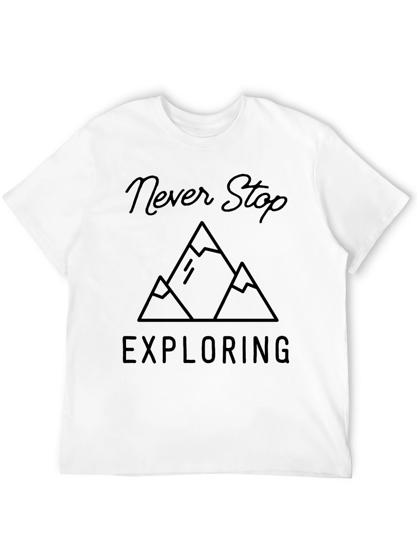 Never Stop Exploring Black Graphic T-Shirt
