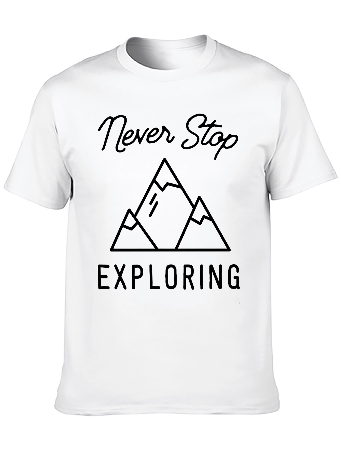 Never Stop Exploring Black Graphic T-Shirt
