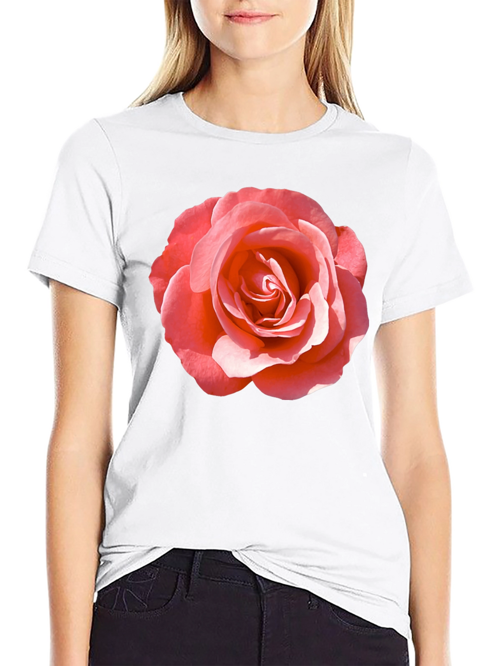 Rose Graphic Tee - Classic Black Cotton Comfort