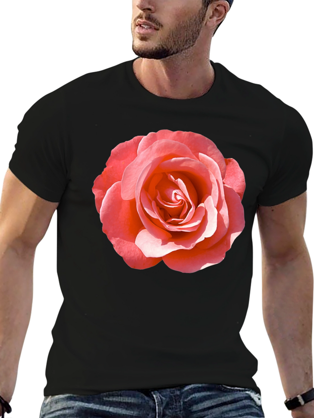 Rose Graphic Tee - Classic Black Cotton Comfort
