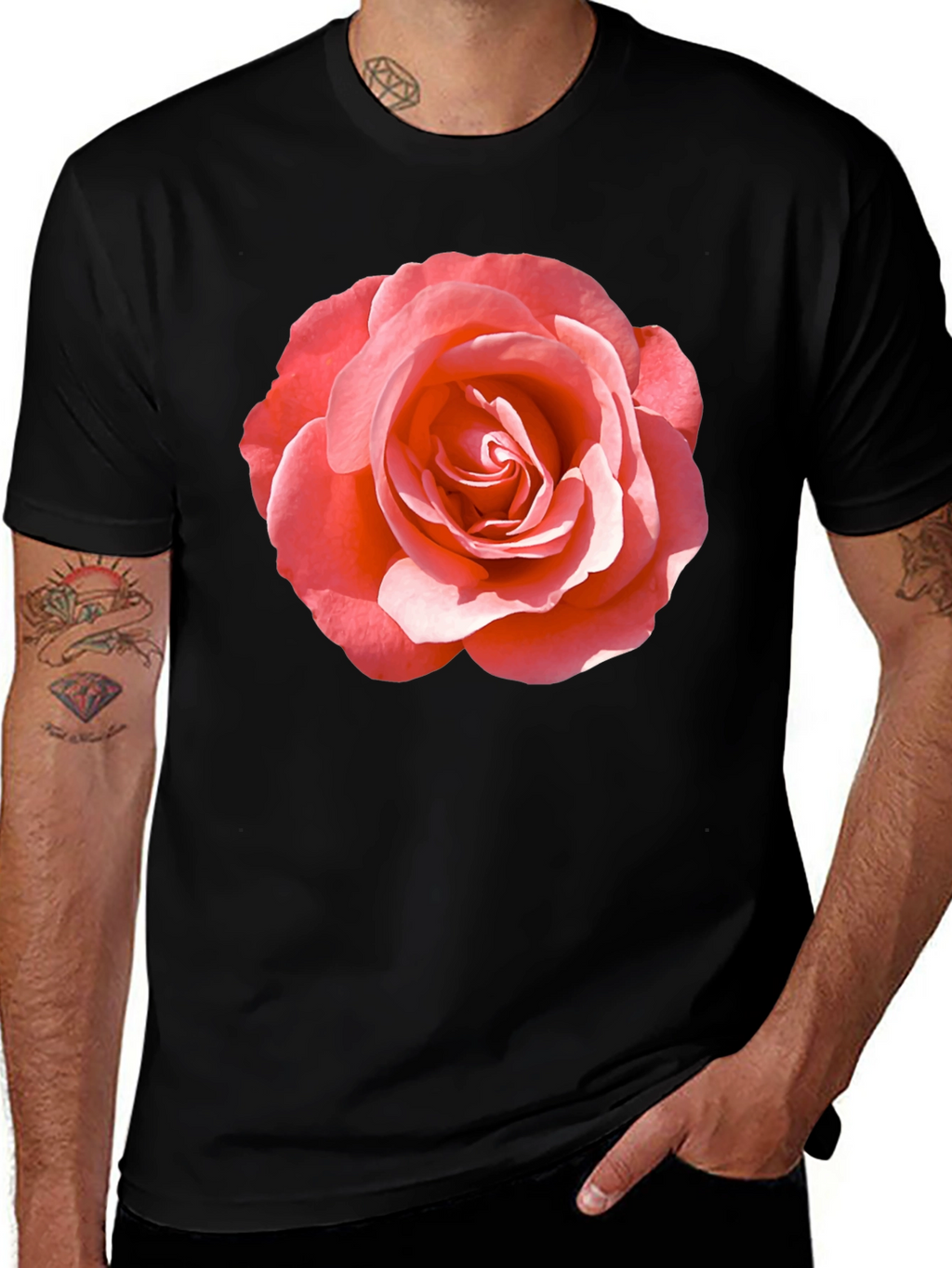 Rose Graphic Tee - Classic Black Cotton Comfort