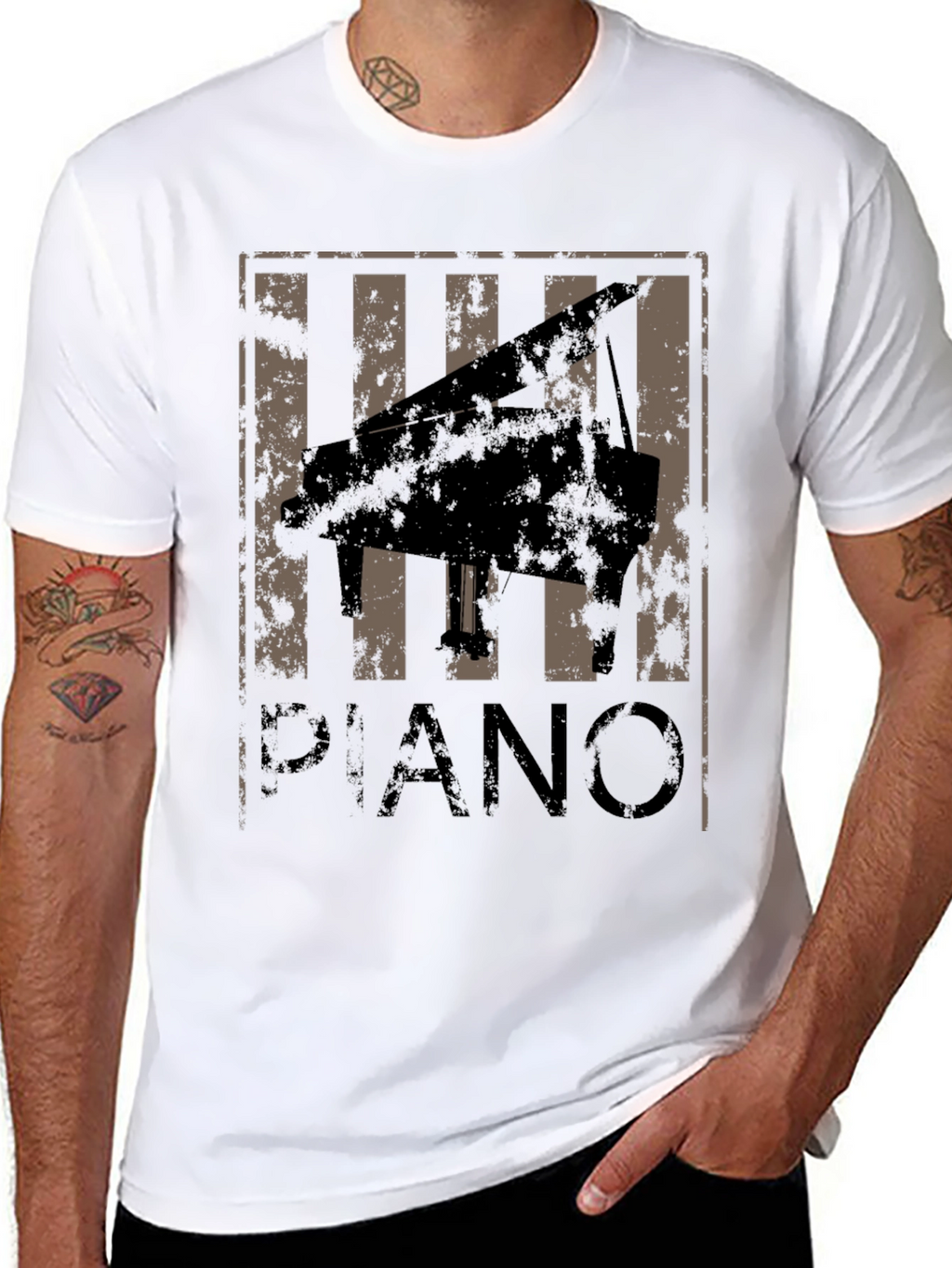 Piano Graphic T-Shirt - Retro Style Tee