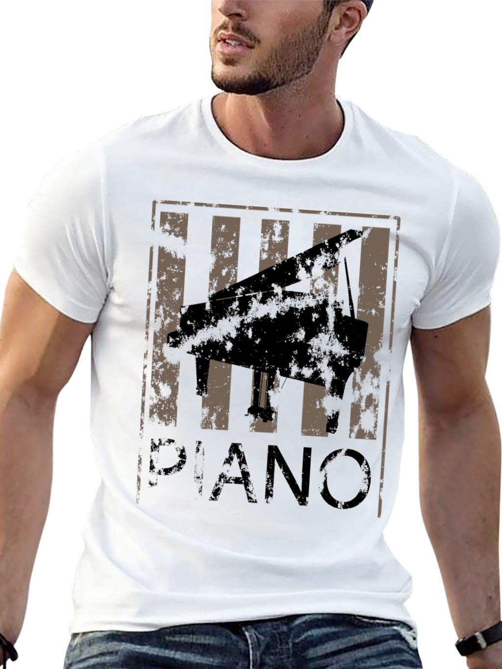 Piano Graphic T-Shirt - Retro Style Tee