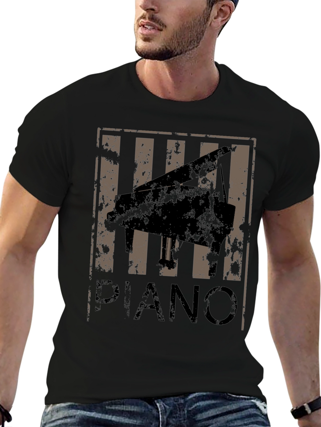 Piano Graphic T-Shirt - Retro Style Tee