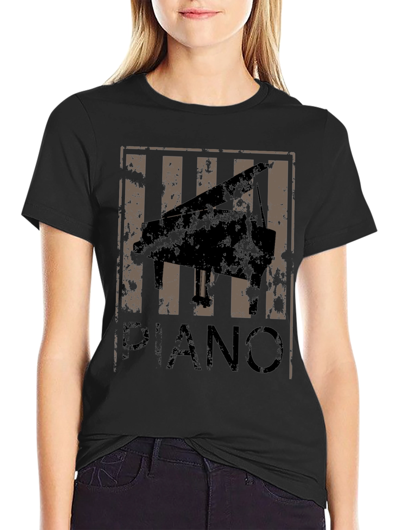 Piano Graphic T-Shirt - Retro Style Tee