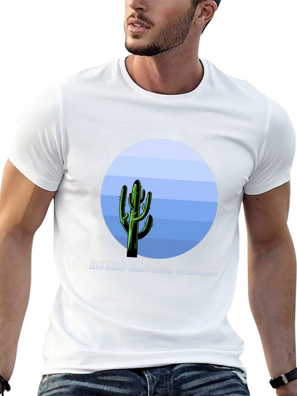 Retro Cactus Sunset Graphic T-Shirt