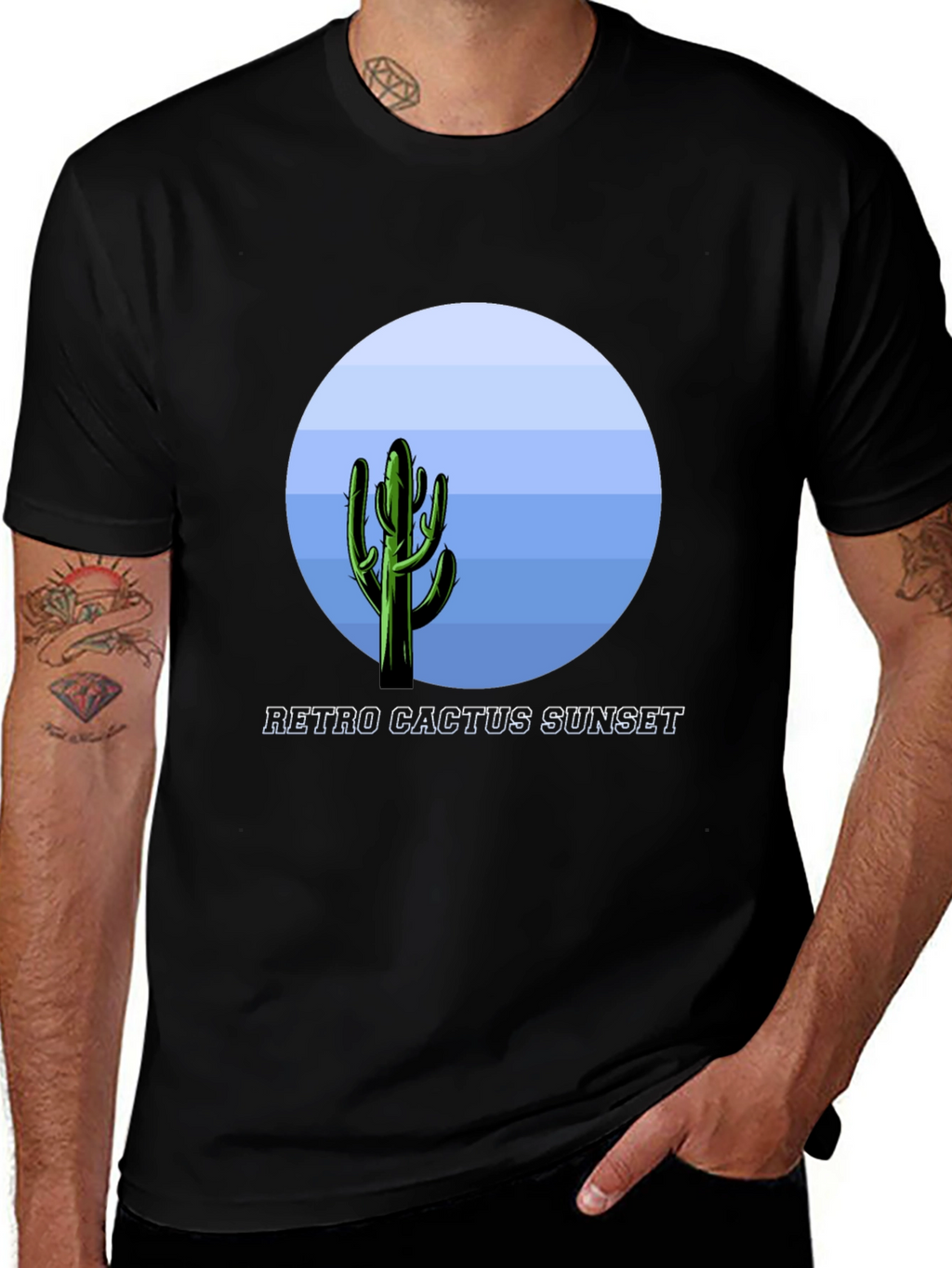Retro Cactus Sunset Graphic T-Shirt